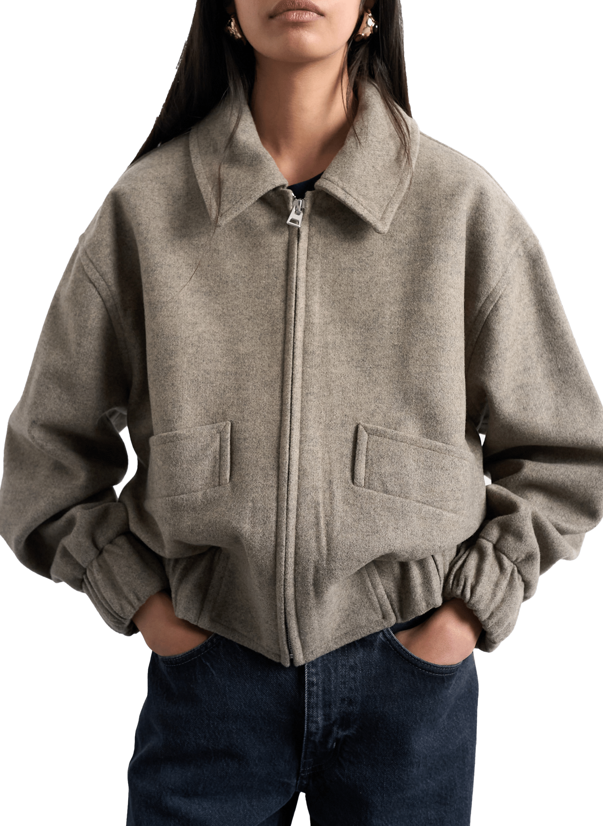 TOPSHOP Classic collar bomber jacket Beige
