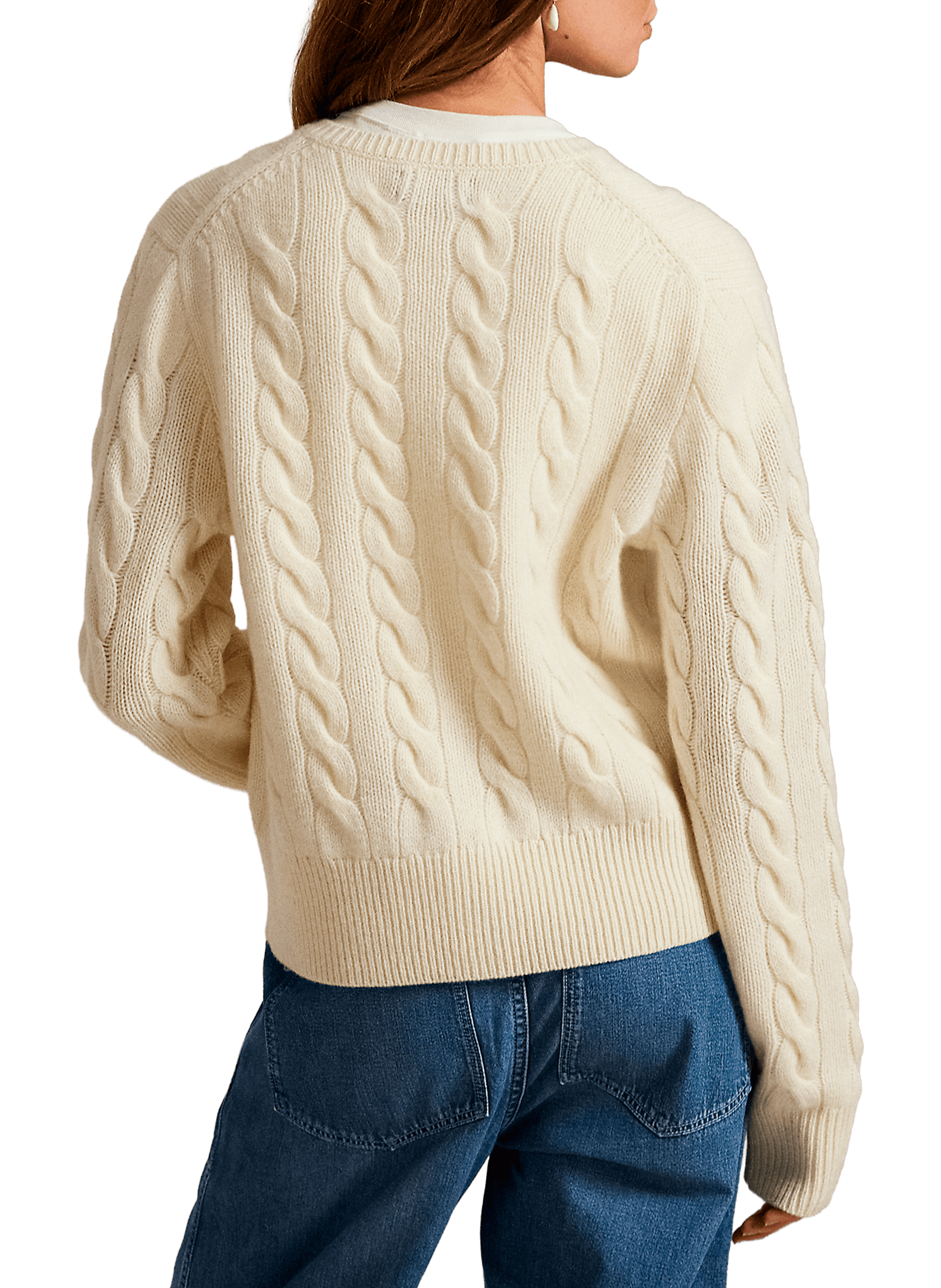 Cardigan col rond en laine et cachemire POLO RALPH LAUREN Beige