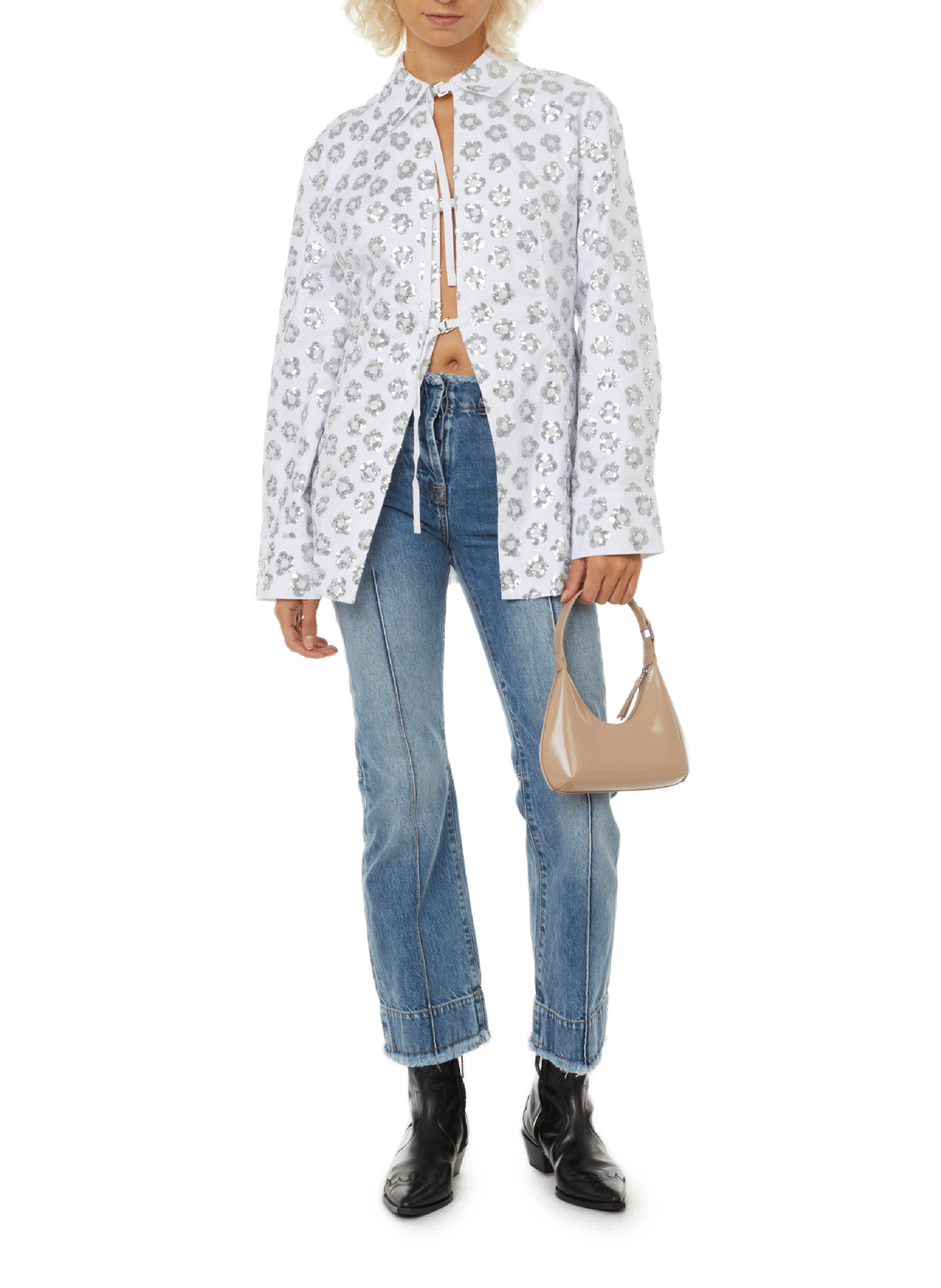 Mini sac Amber en cuir  BY FAR Beige