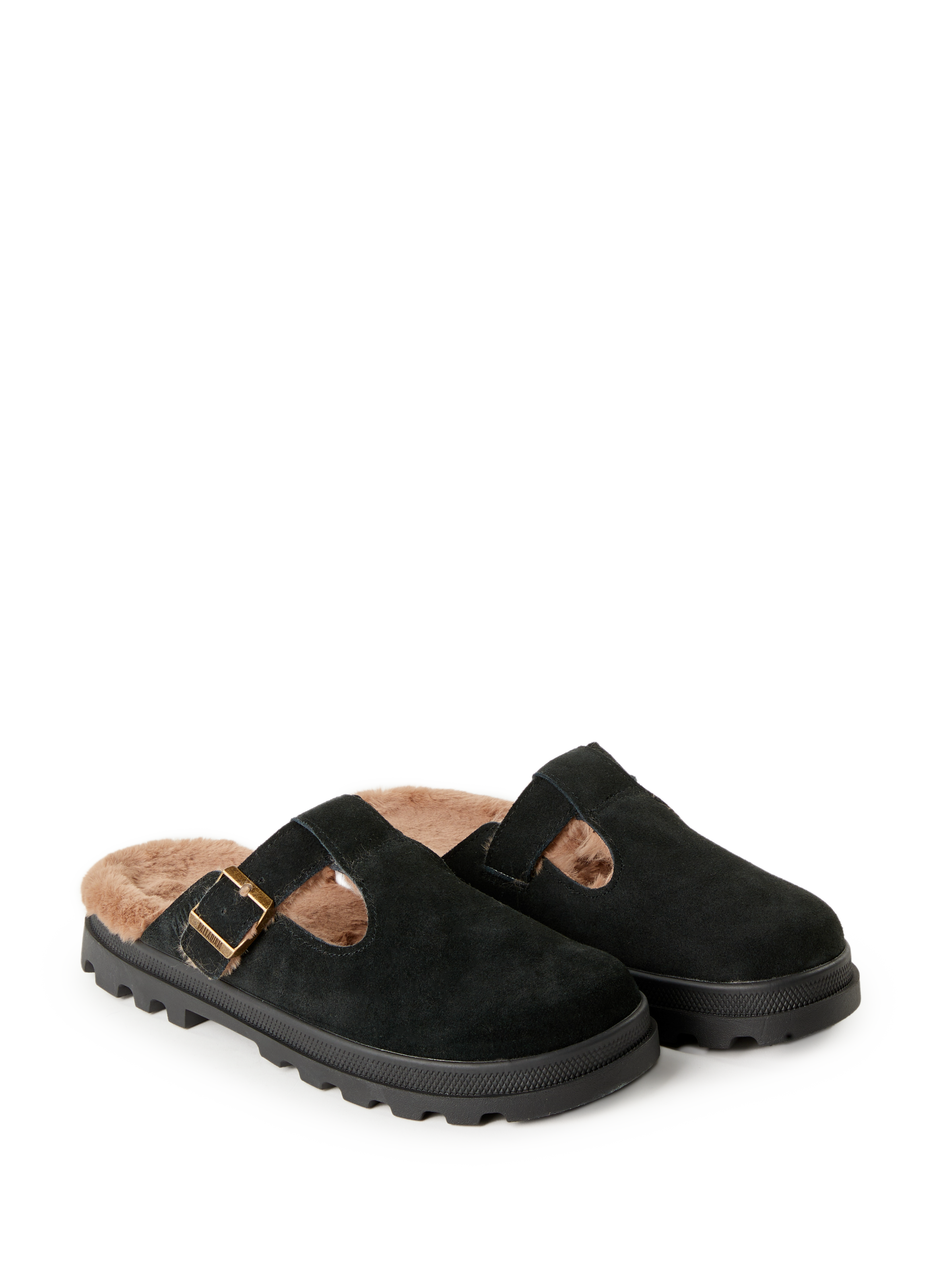 Mules intérieur fourrure en cuir PALLADIUM Noir