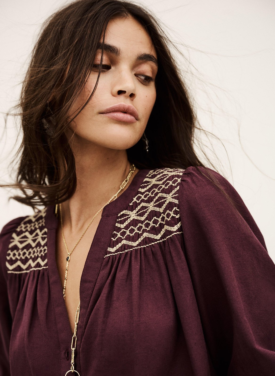 Blouse col v en coton mélangé samantha BA&SH Violet