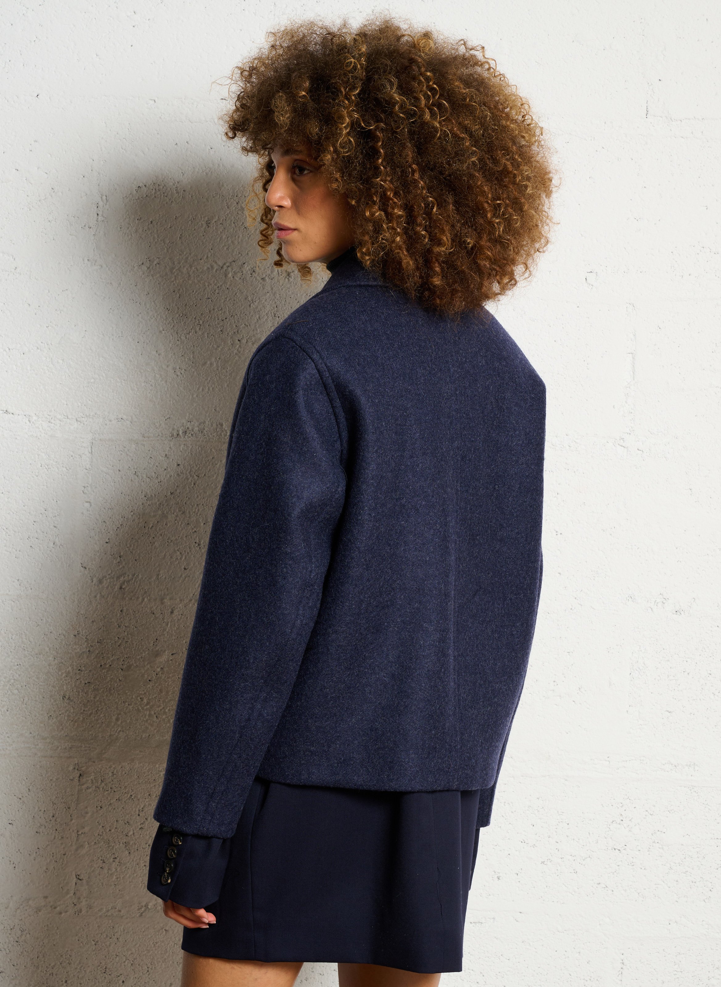 Manteau col tailleur en laine mélangée constant SOEUR Bleu