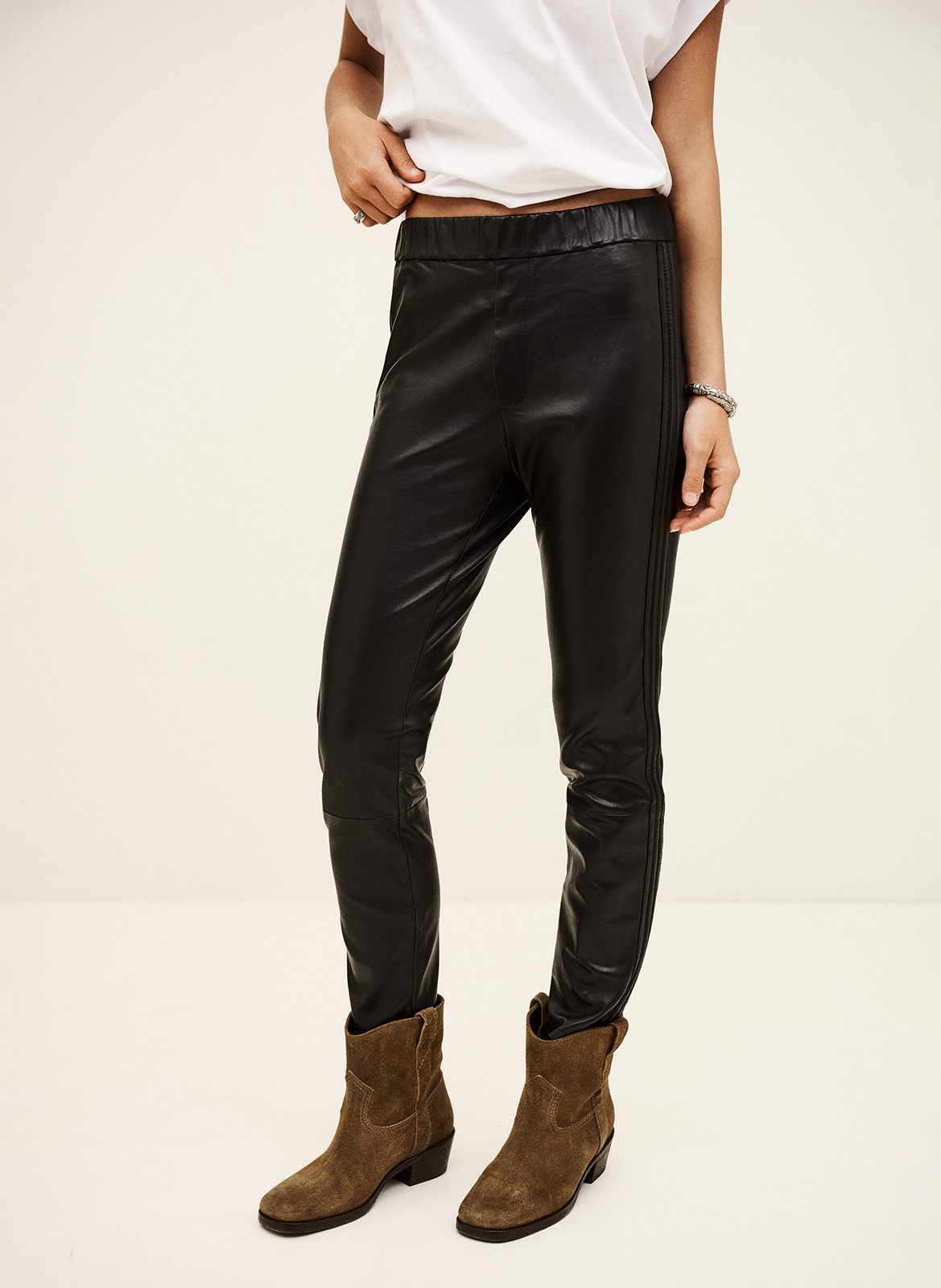 Pantalon slim en cuir quany BA&SH Noir