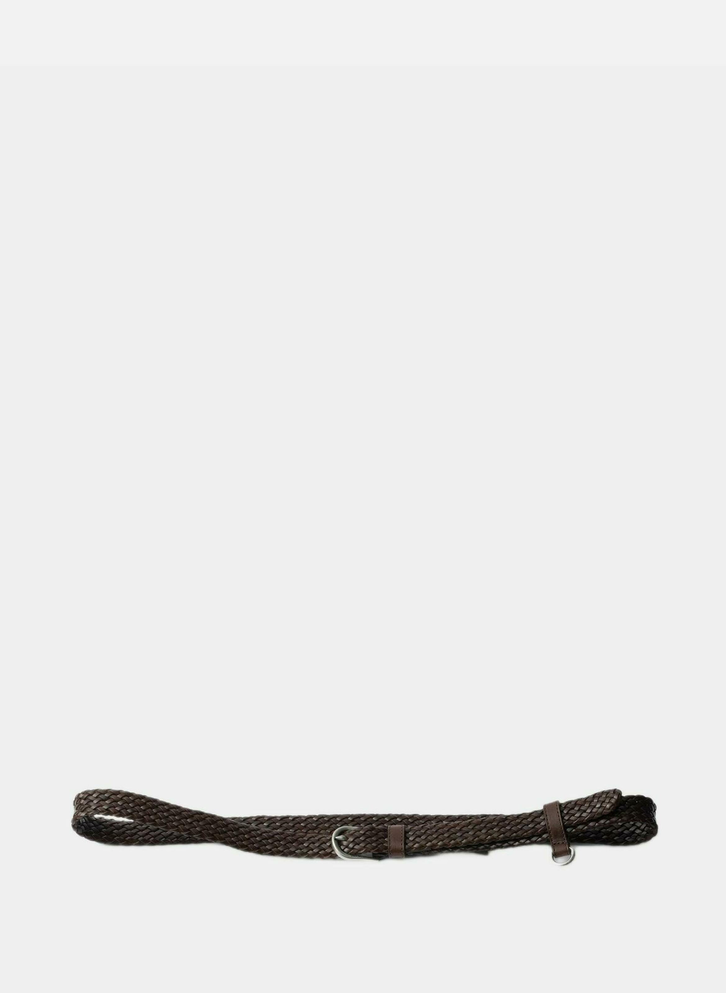 Ceinture fine en cuir tressé PRADA Marron