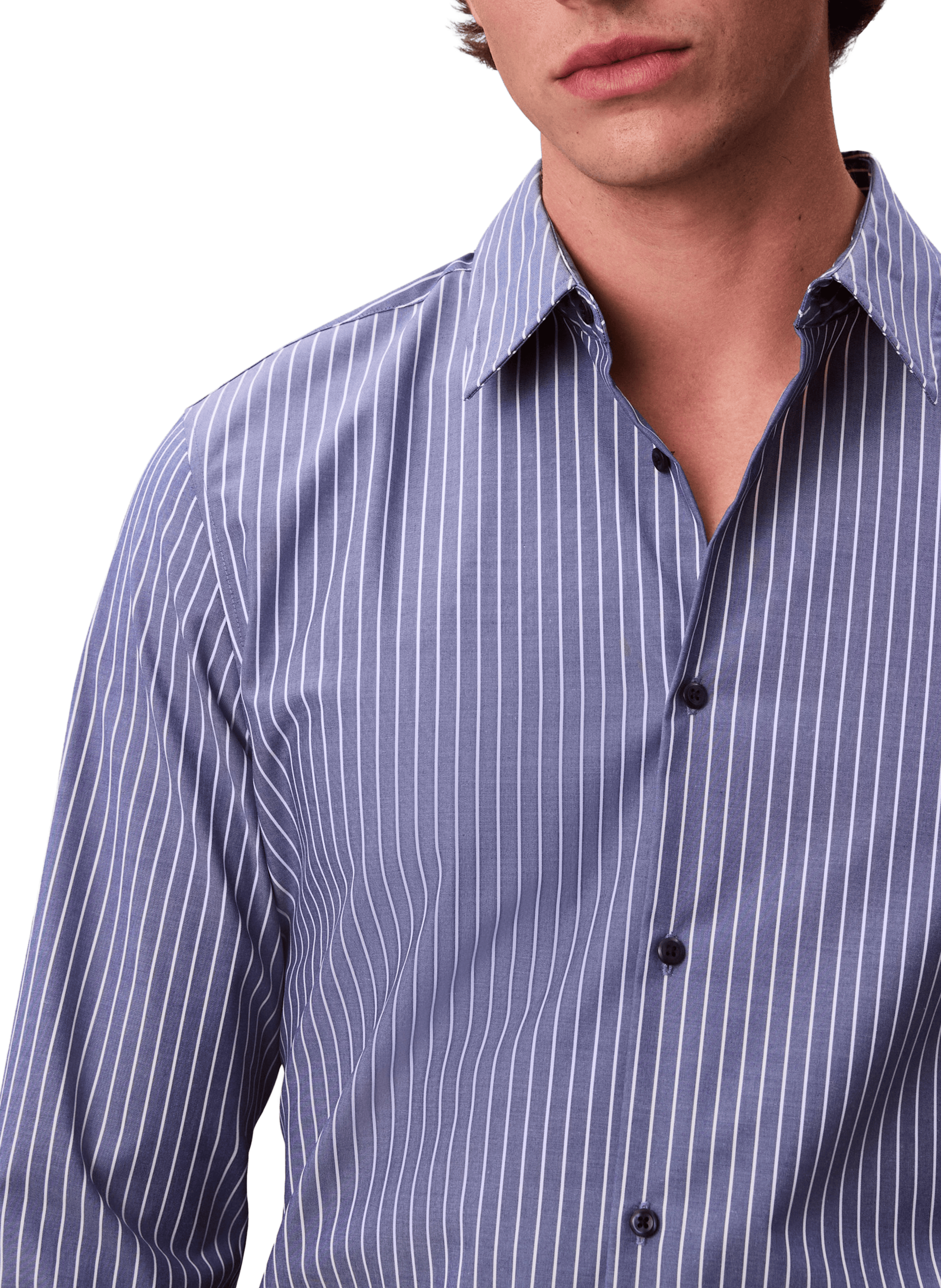 Chemise slim à rayures en coton mélangé CALVIN KLEIN Bleu