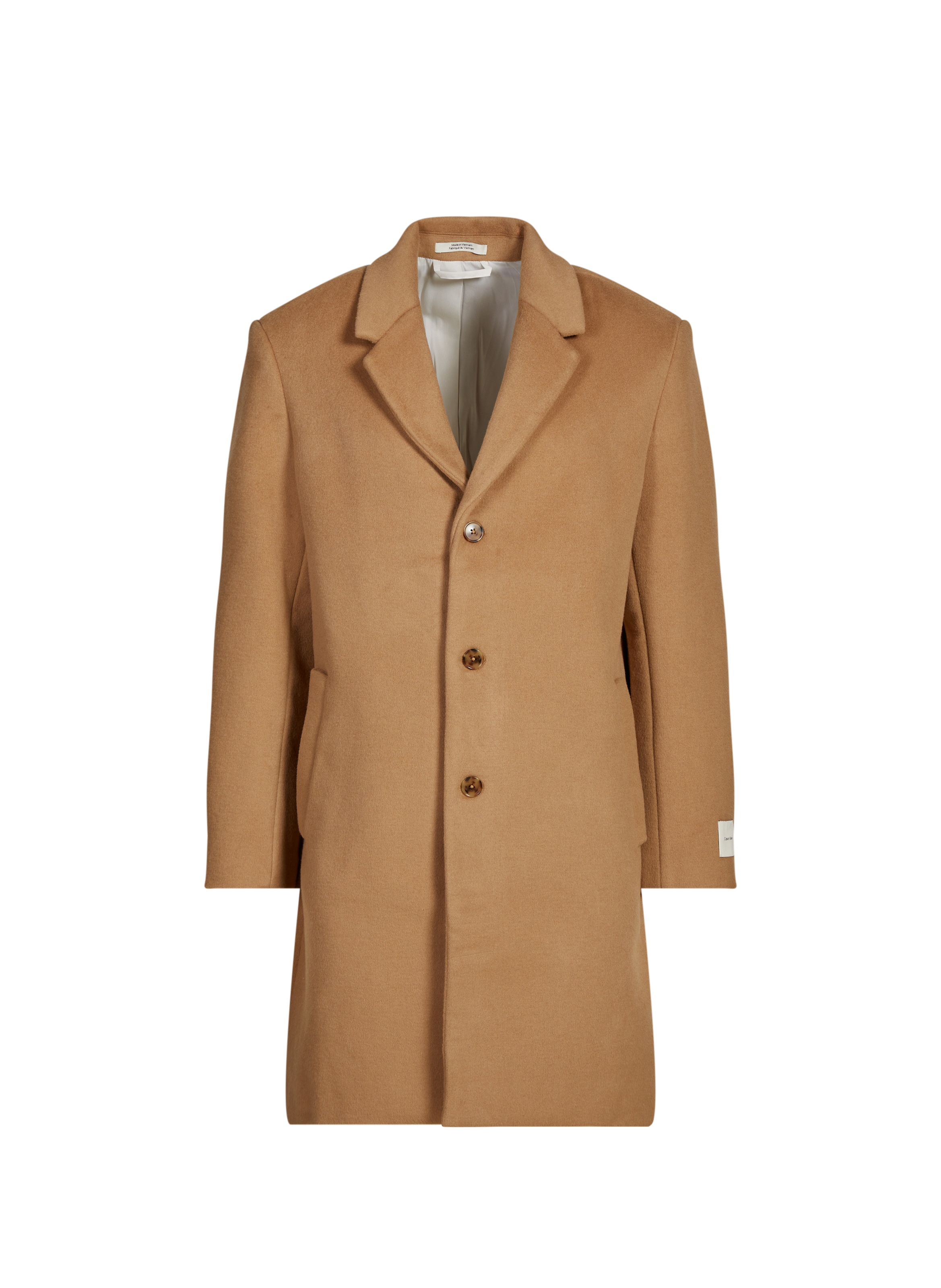 CALVIN KLEIN Manteau col tailleur en laine mélangée Beige