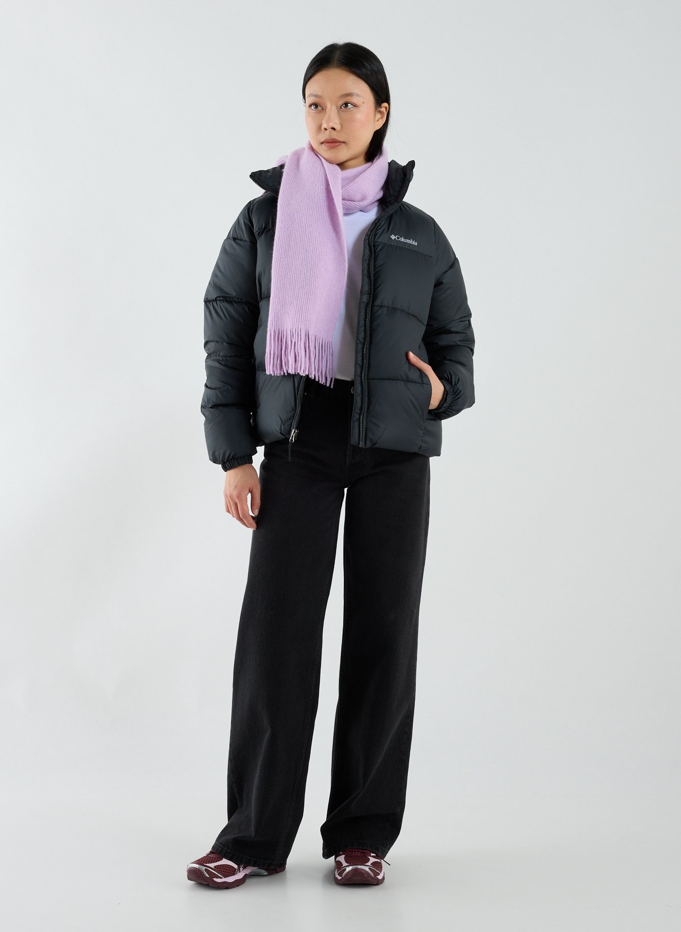 Echarpe bords frangés en laine et angora MACKIE Violet