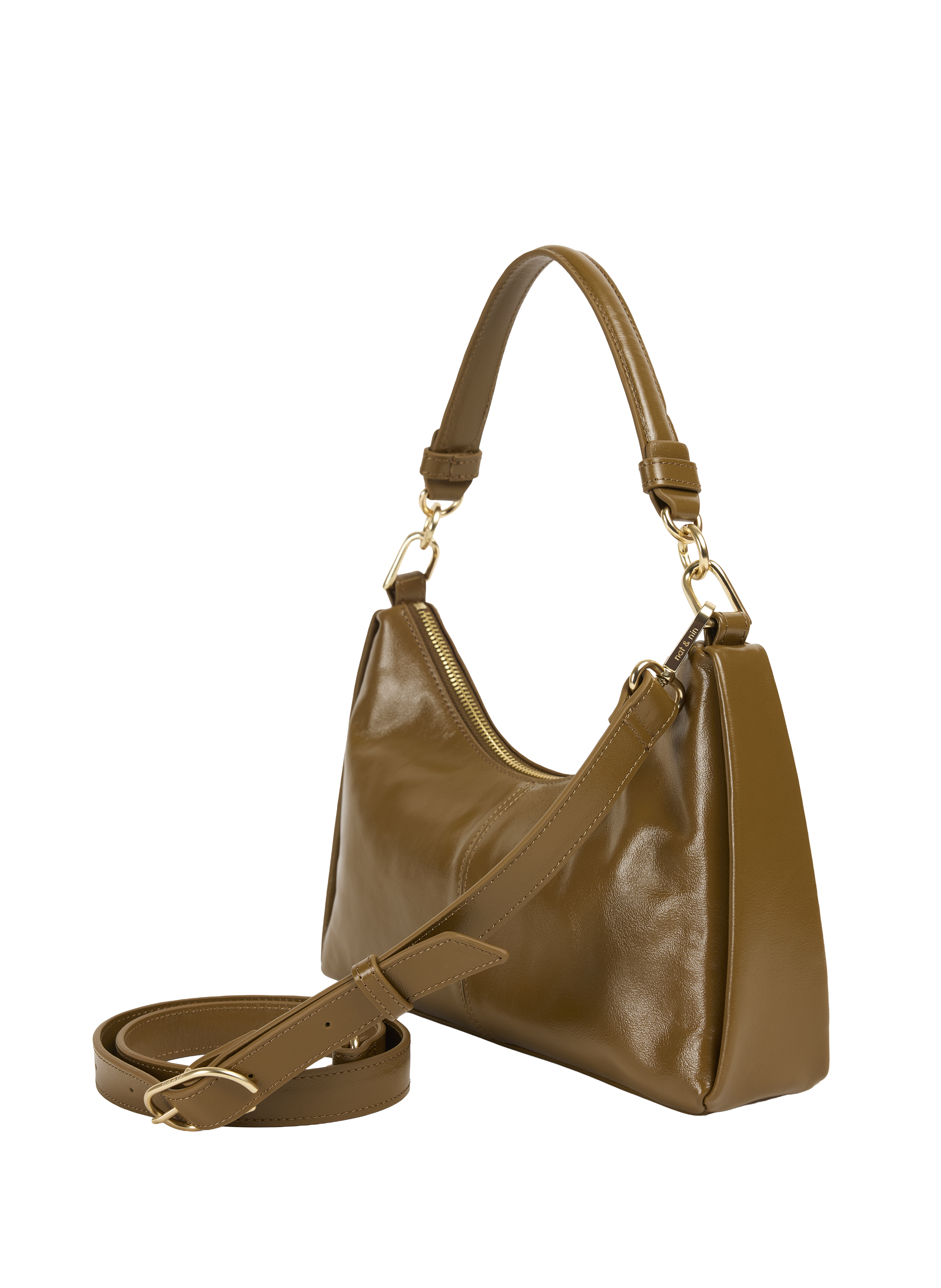 Metallic leather handbag  NAT & NIN Brown