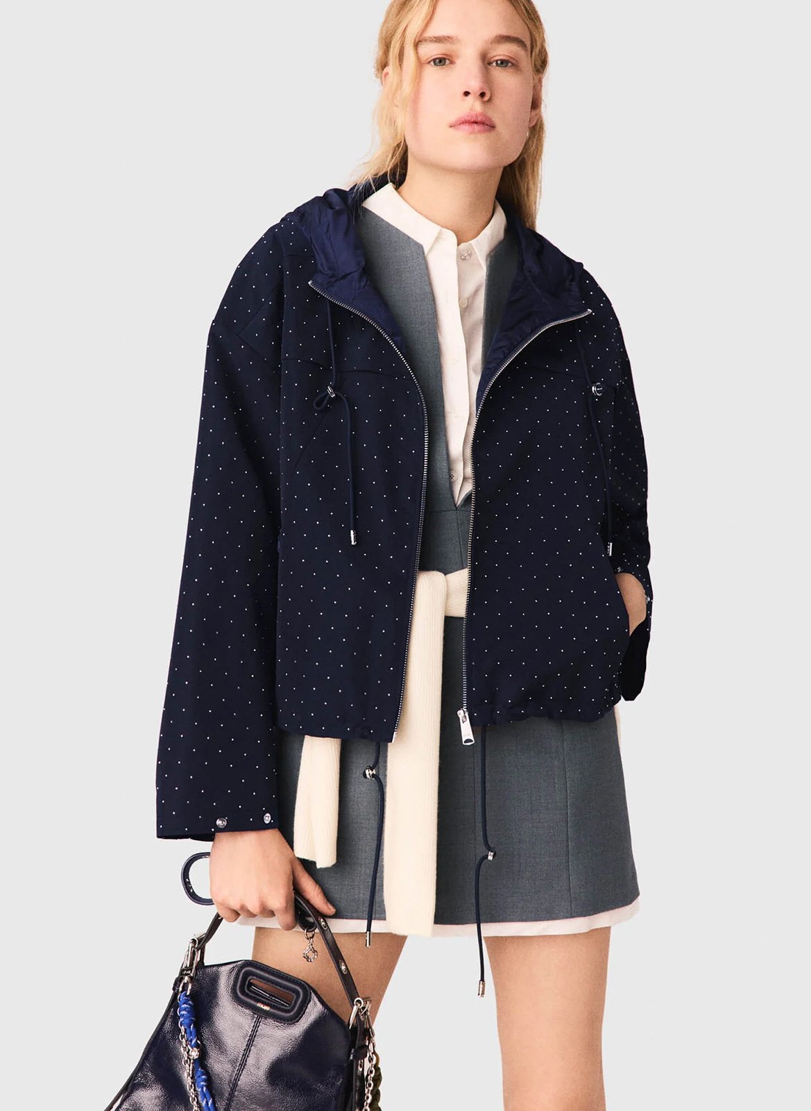 Coupe-vent droit col montant à strass MAJE Bleu