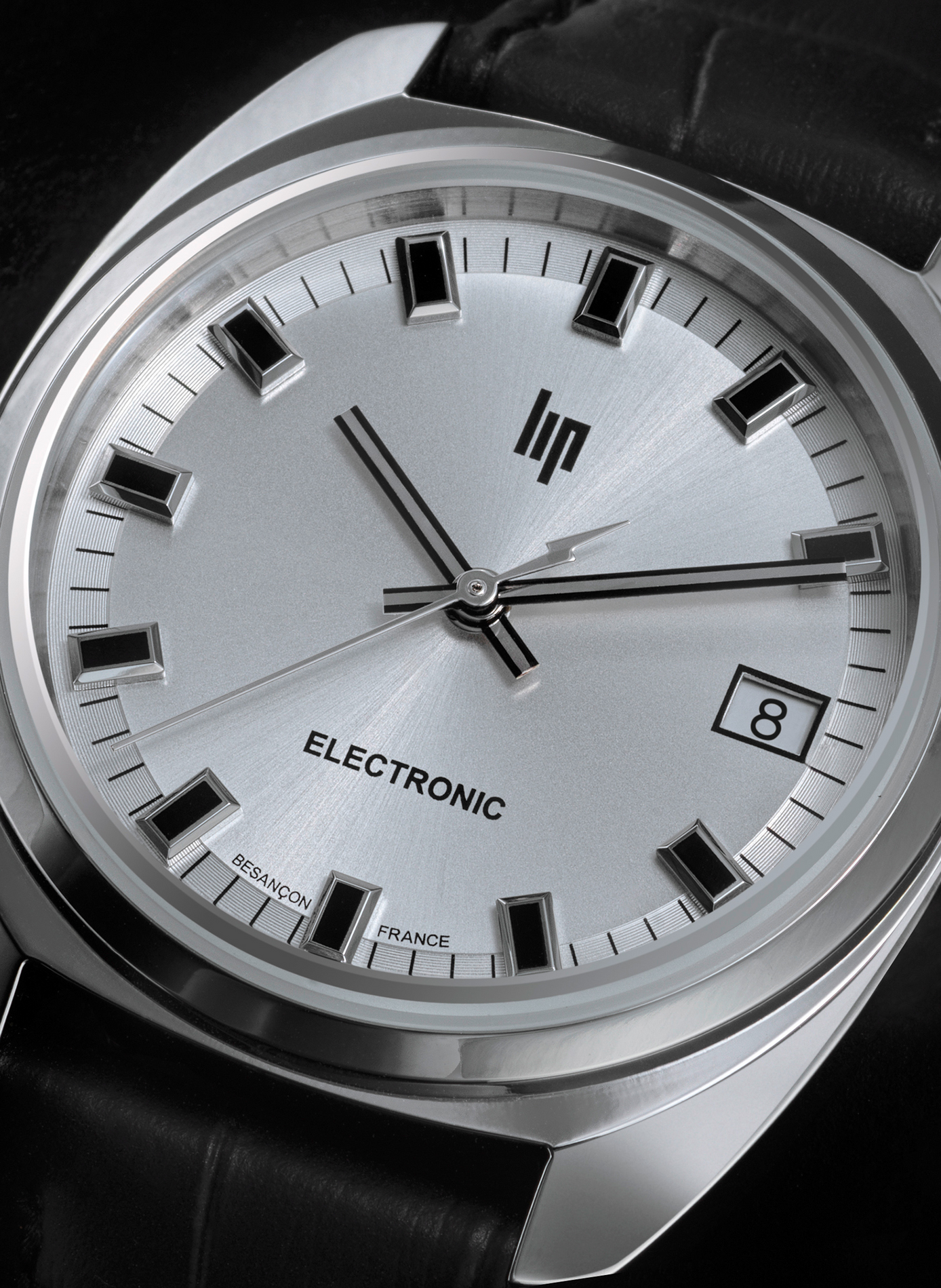 Montre à quartz en cuir LIP Argent