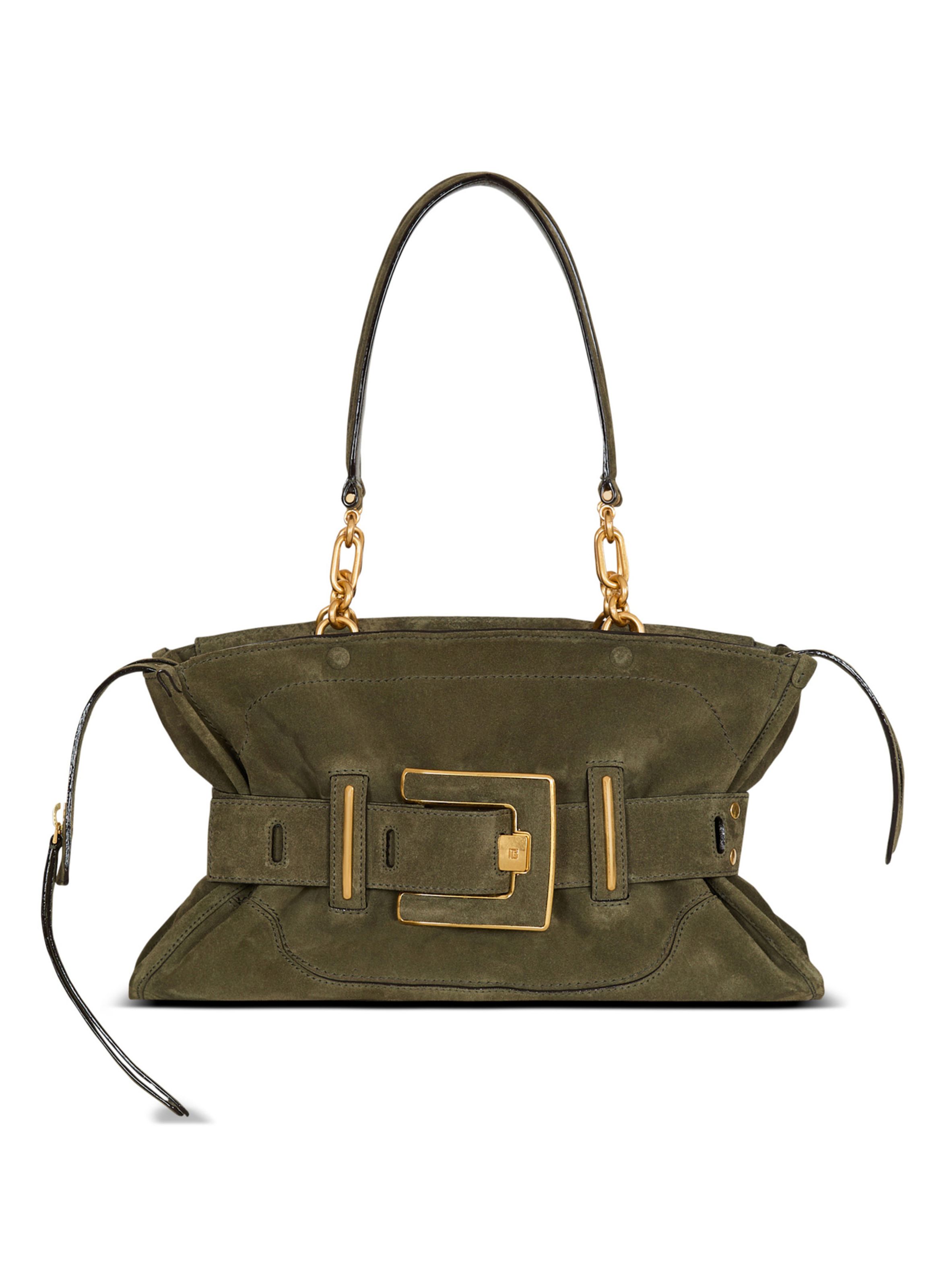 Sac anthem en cuir suédé BALMAIN Vert