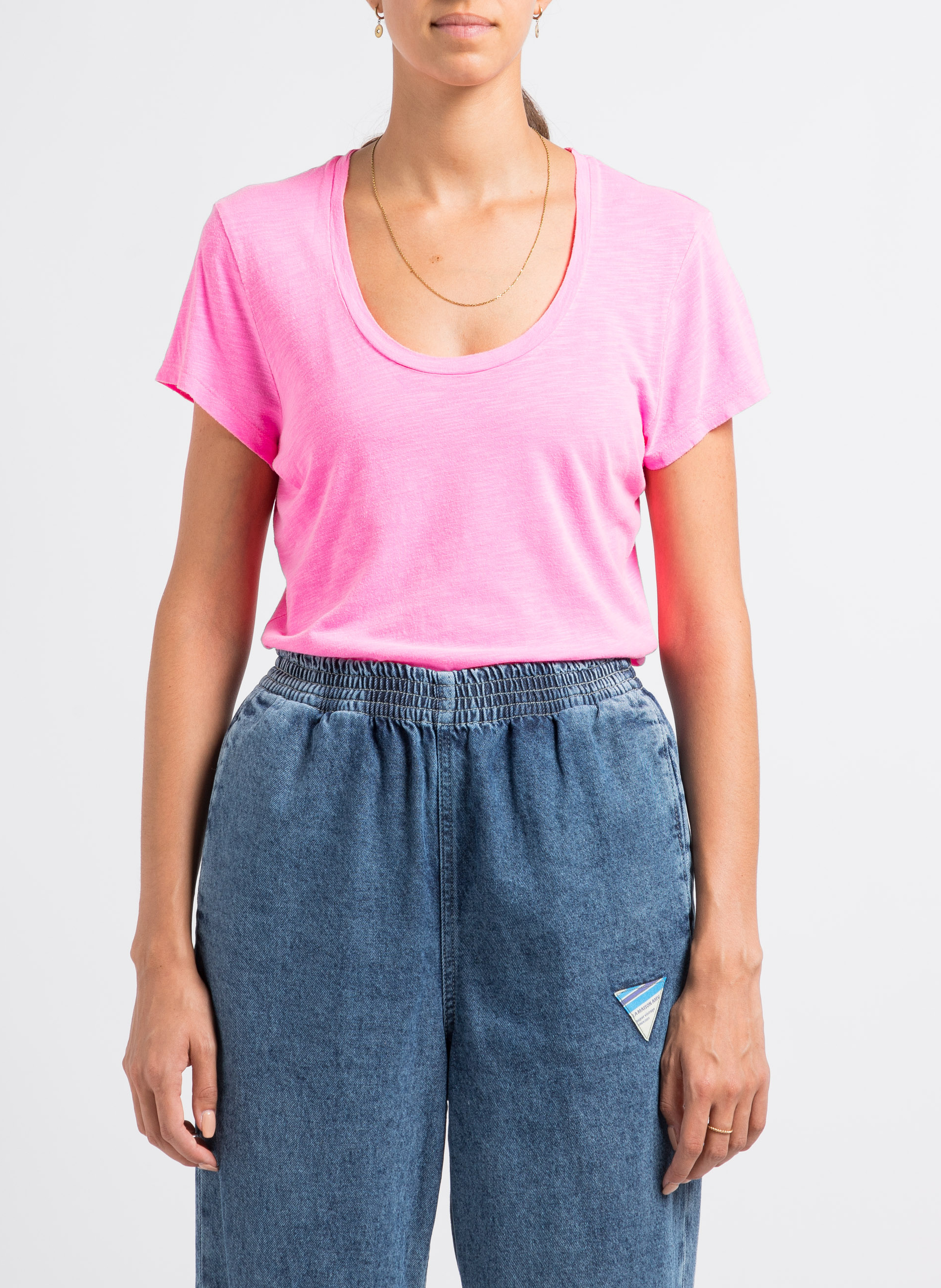 Tee-shirt col rond en coton mélangé jacksonville AMERICAN VINTAGE Rose