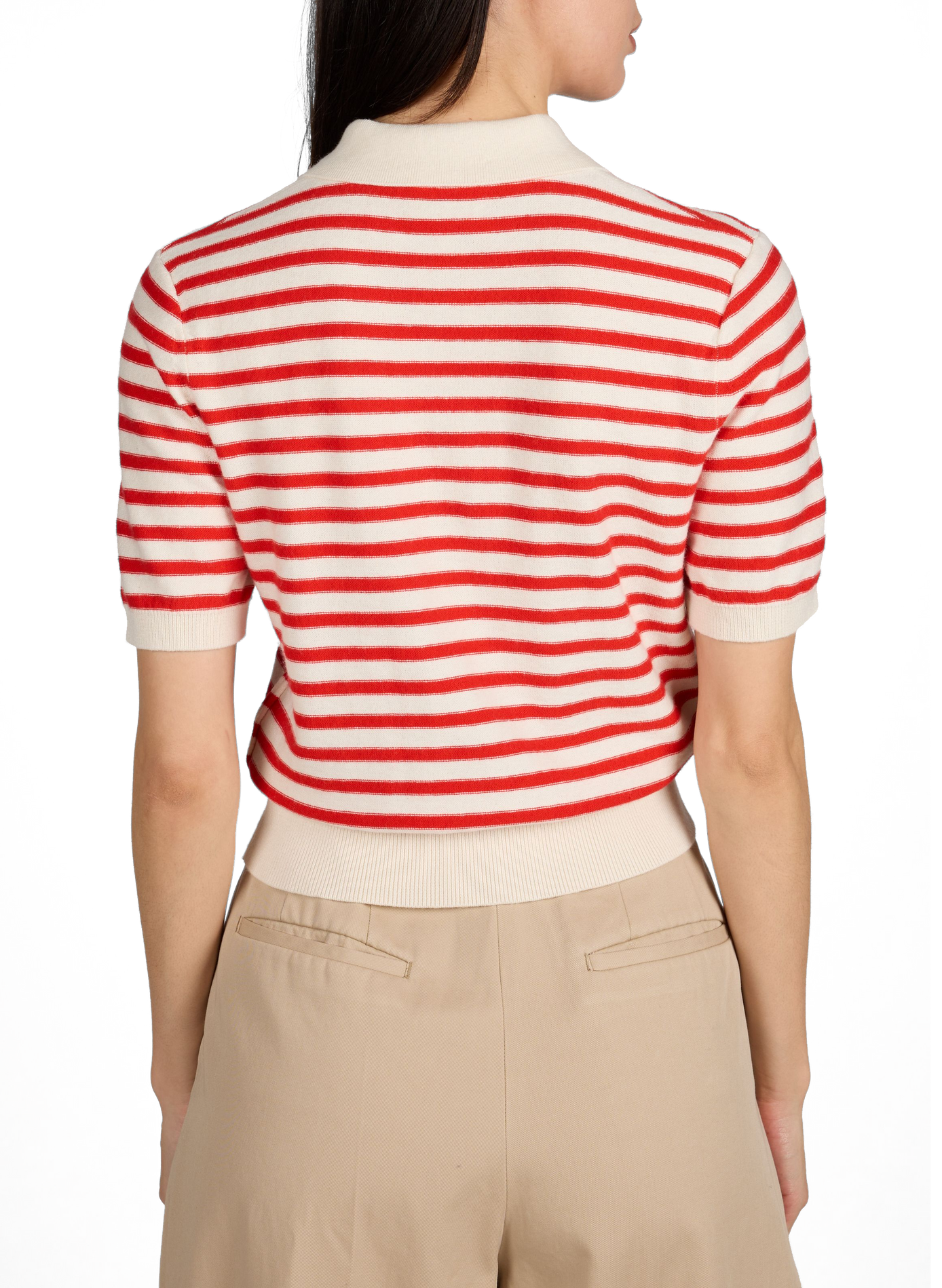 Short-sleeved polo shirt in cotton and cashmere stripes A.P.C. Multicolour
