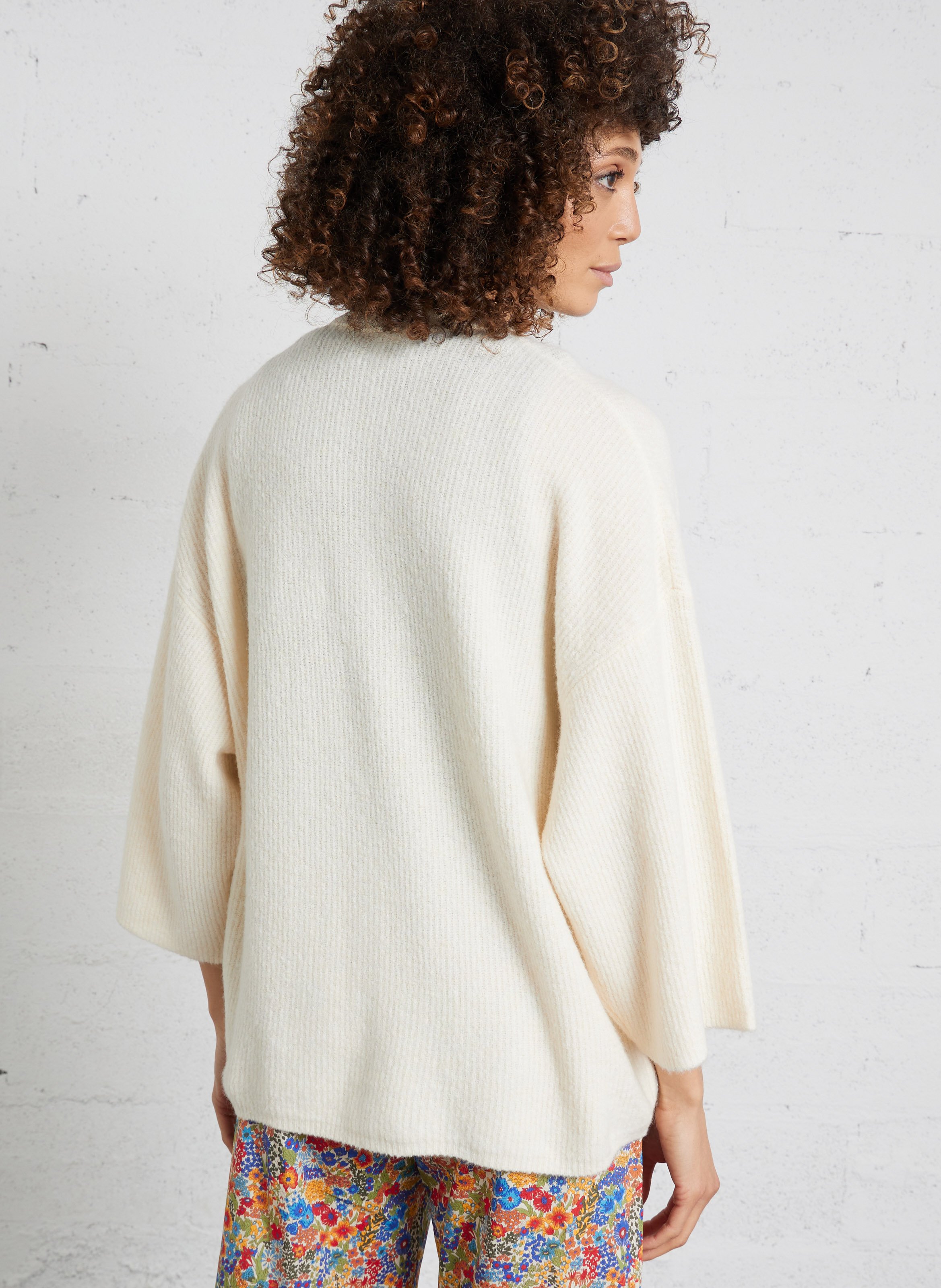 Gilet oversize col rond en maille damsville AMERICAN VINTAGE Beige