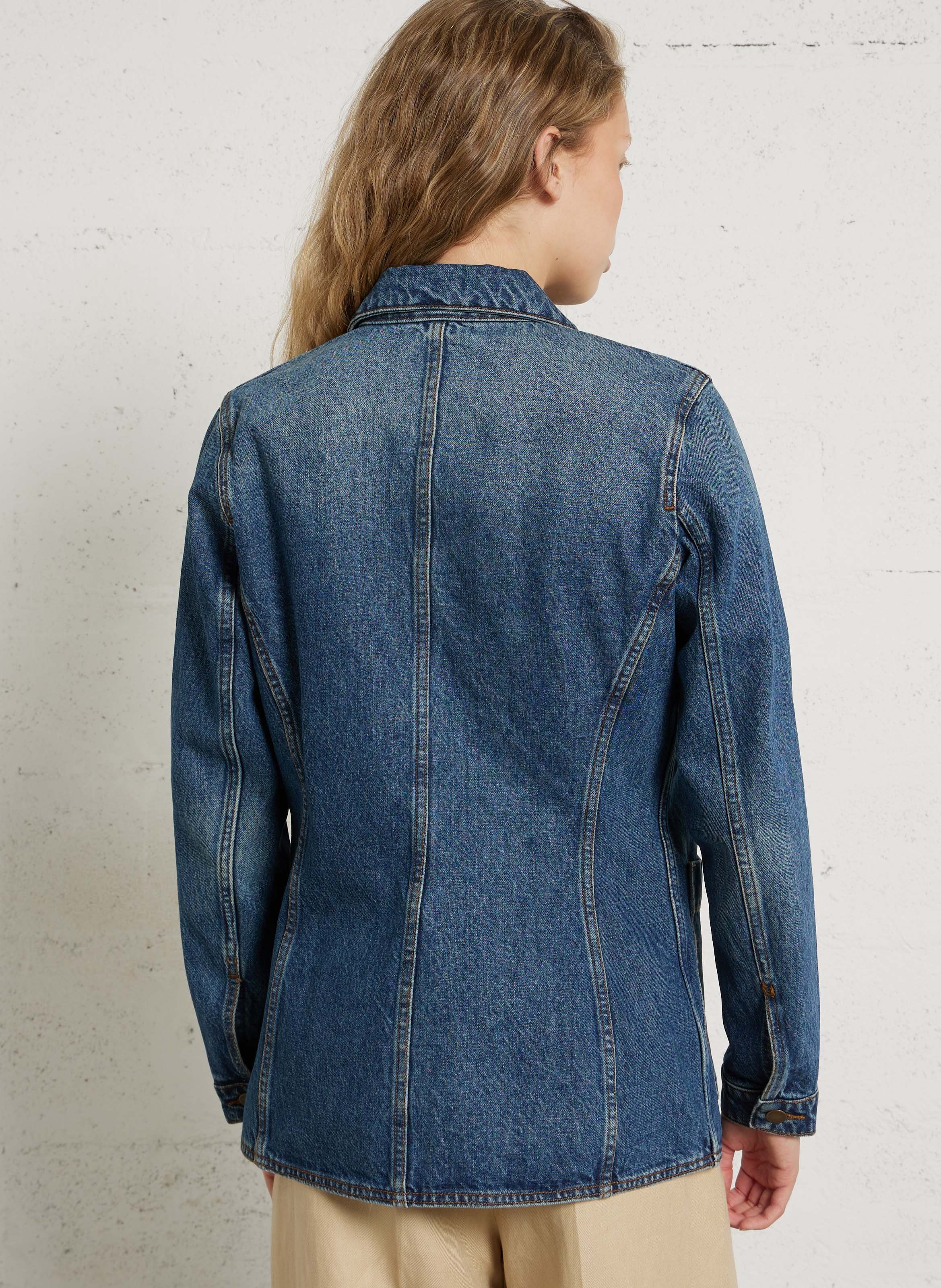 Veste en jean cintrée en coton garry SOEUR Bleu