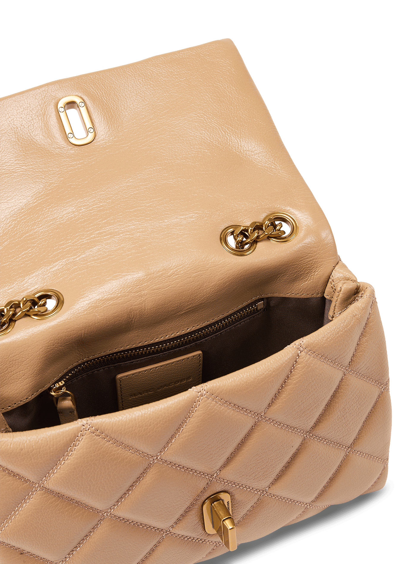 Sac à main à double chaîne en cuir MARC JACOBS Marrone