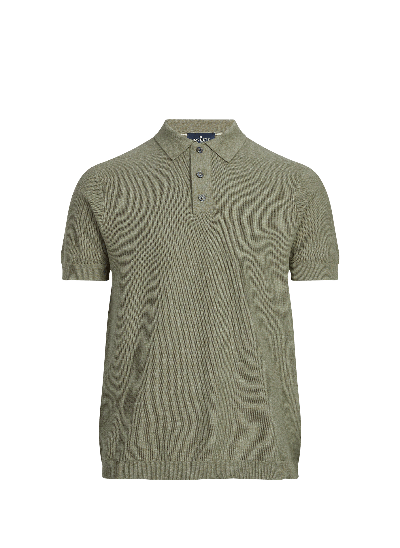 Polo manches courtes en coton piqué et cachemire HACKETT Green