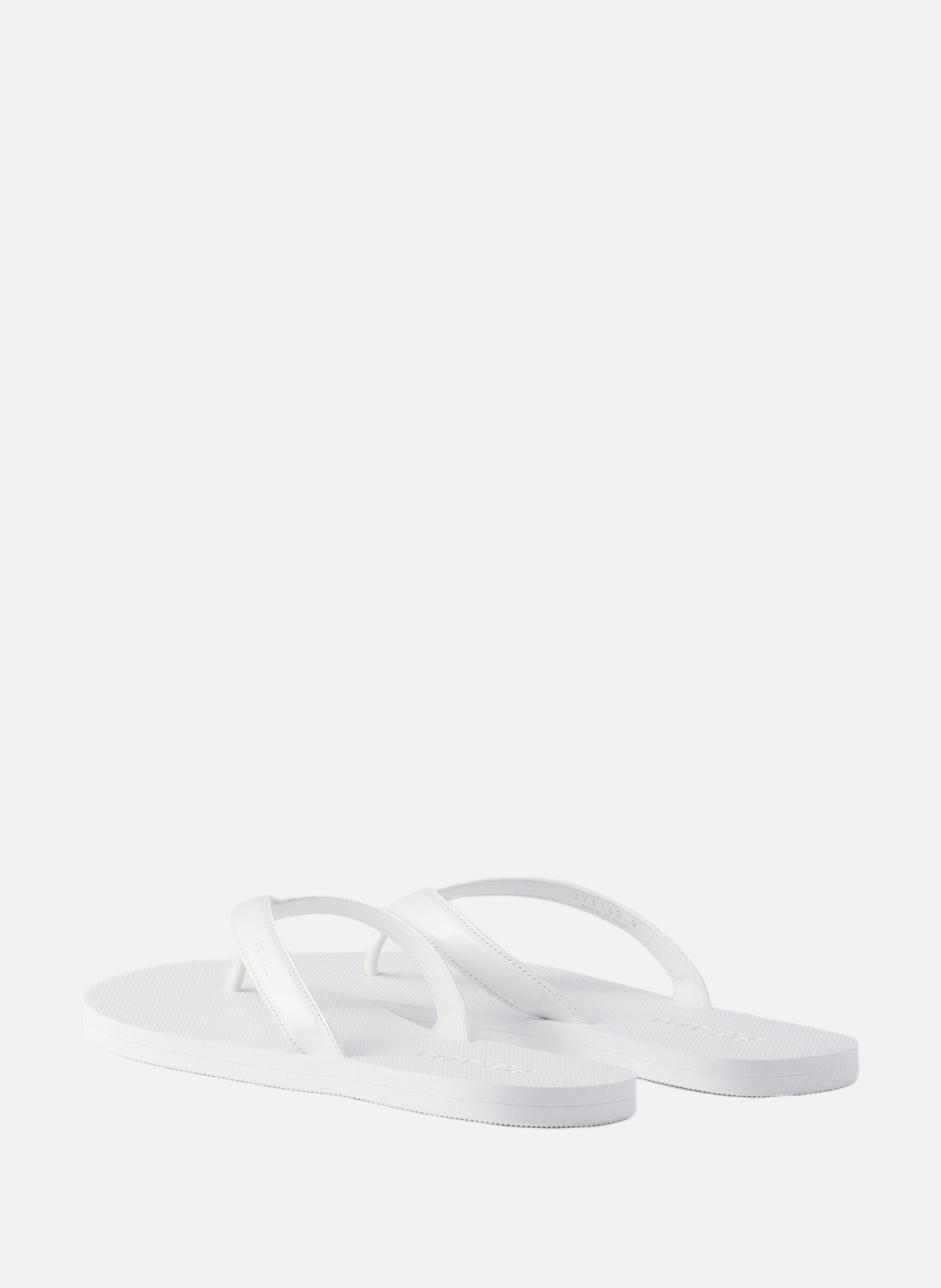 Tongs en cuir brossé PRADA Blanc