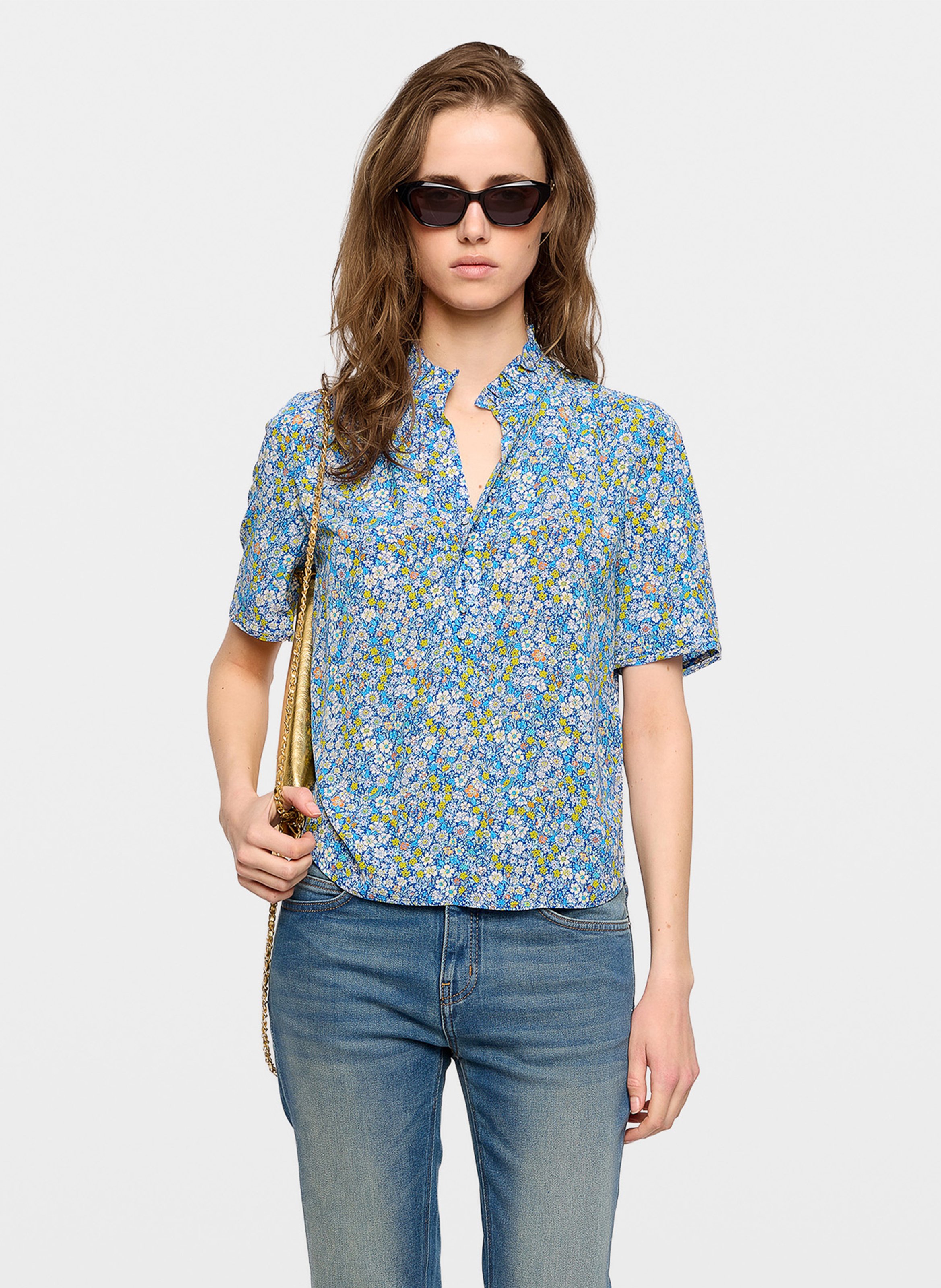 Blouse col montant à volants topher ZADIG&VOLTAIRE Jaune