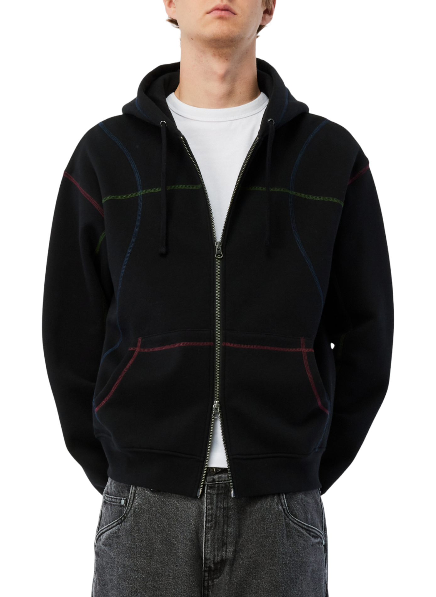 Blouson à capuche avec coutures contrastantes DIME Black