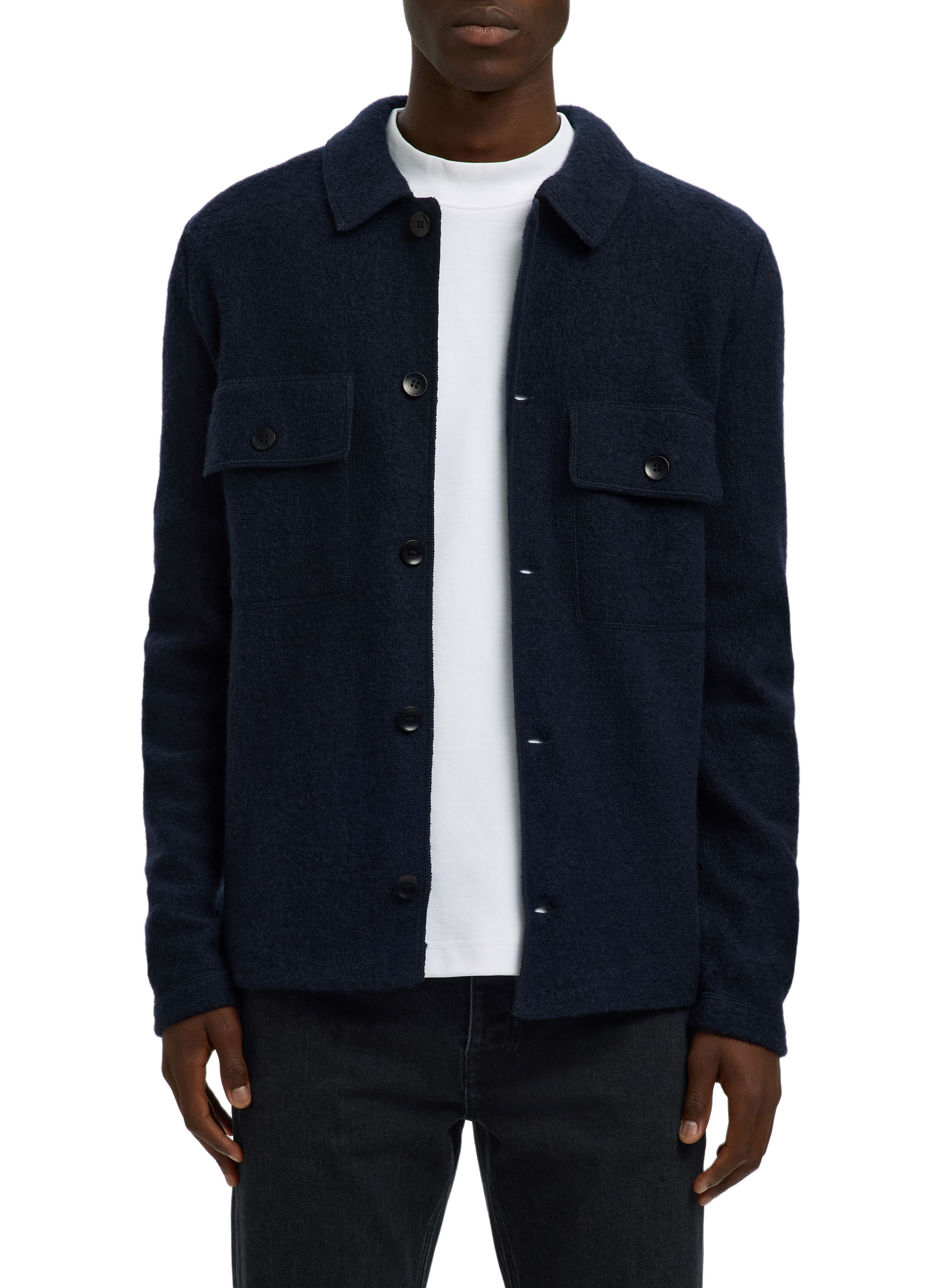 Cardigan with classic wool collar SELECTED Blue