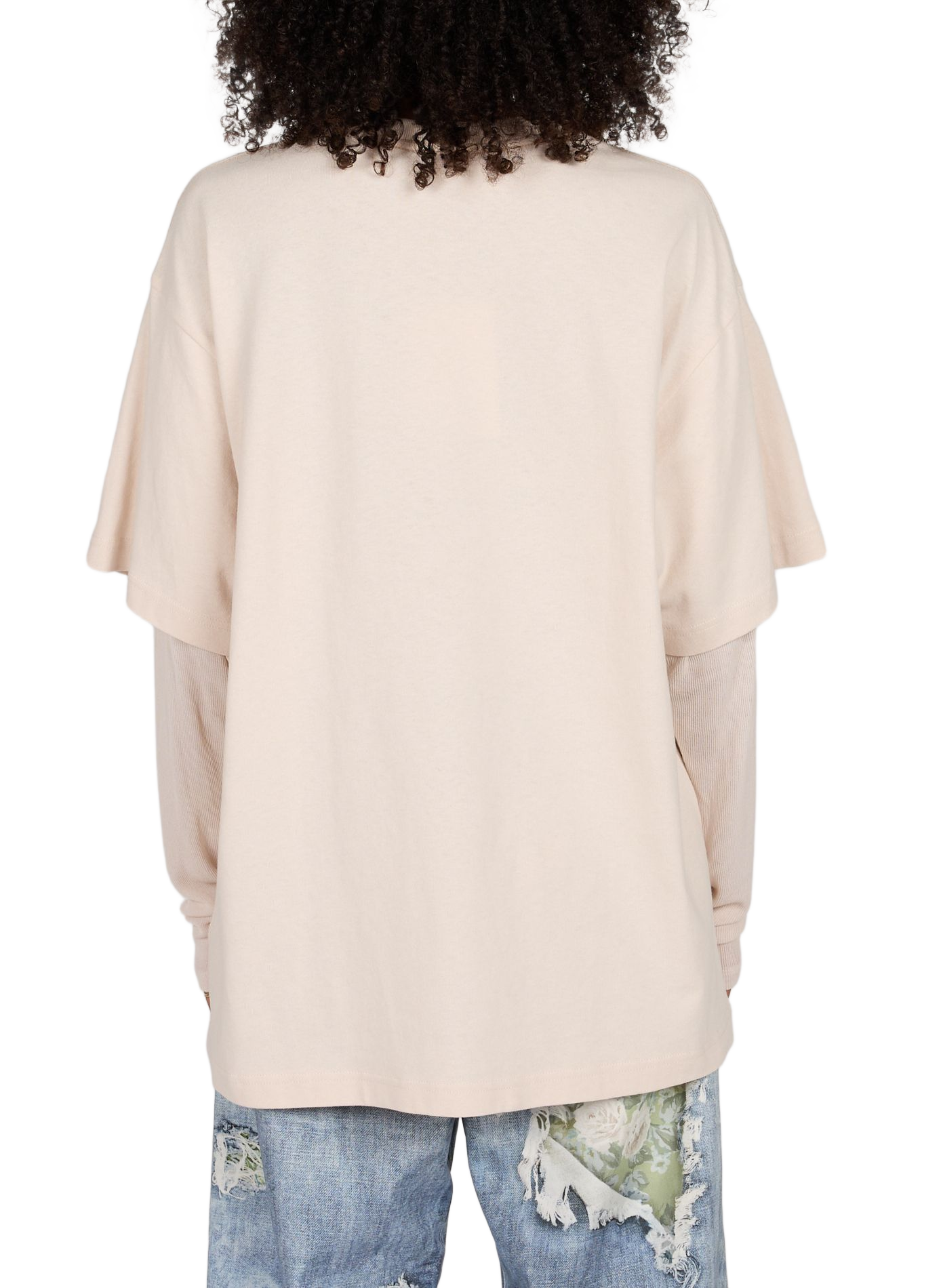 Oversized printed cotton T-shirt ACNE STUDIOS Beige