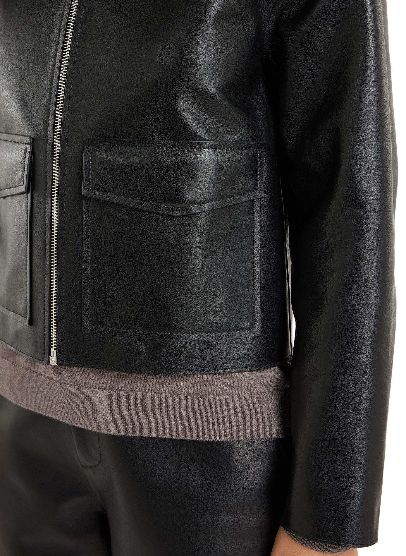 Short straight Bumia leather jacket SAISON 1865 Black