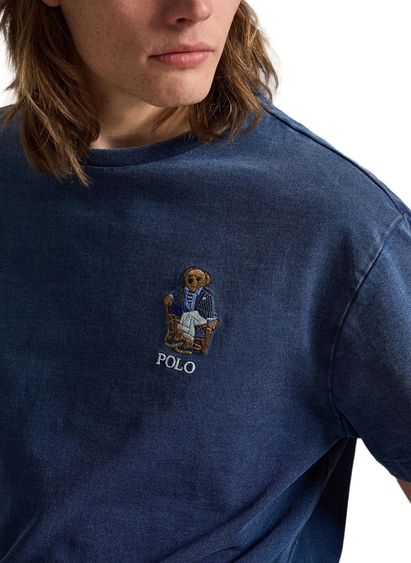 Tee-shirt droit col rond en coton POLO RALPH LAUREN Bleu