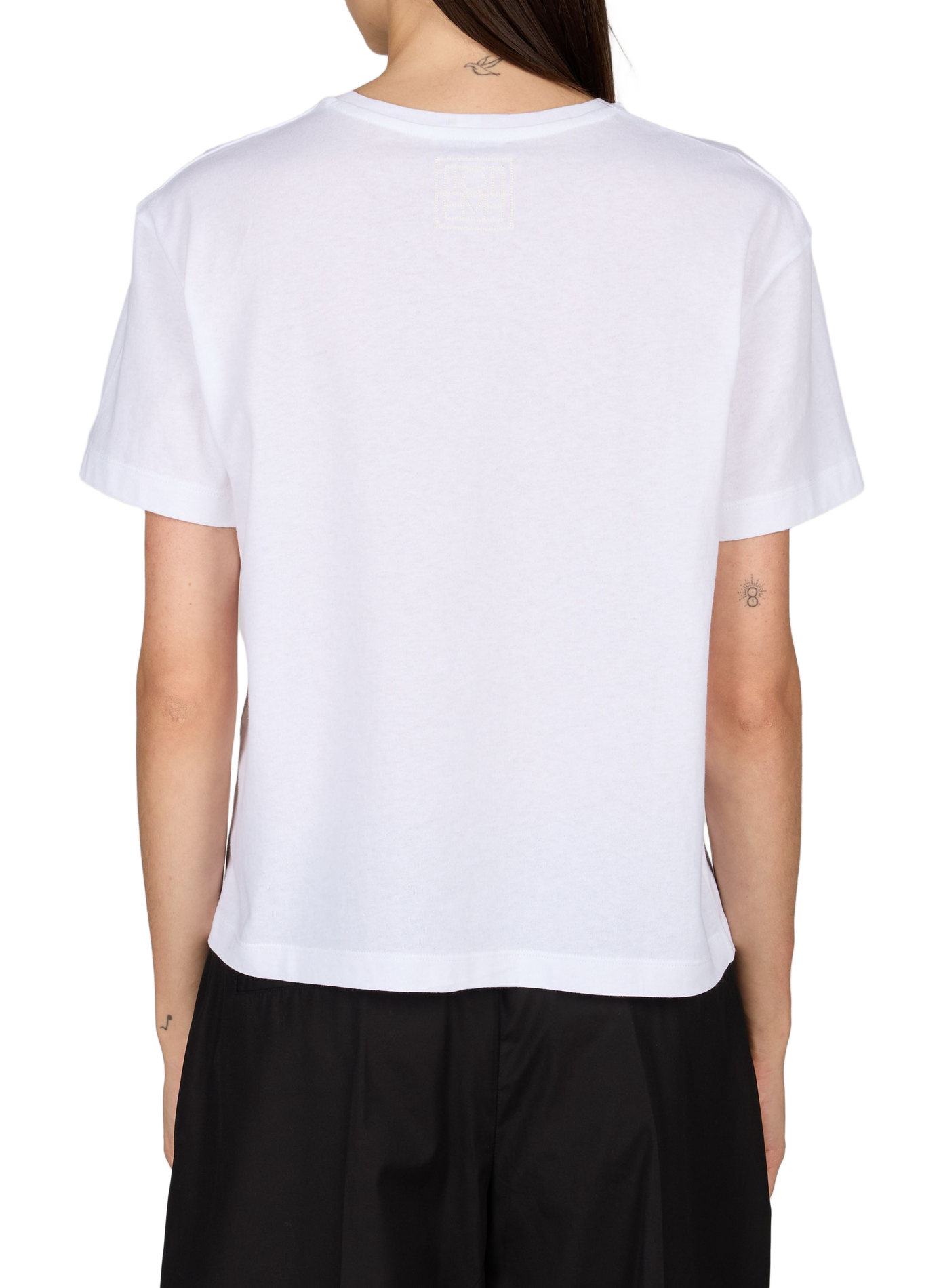 Gerade geschnittenes T-Shirt aus Bio-Baumwolle mit Stickerei TOTEME Weiss