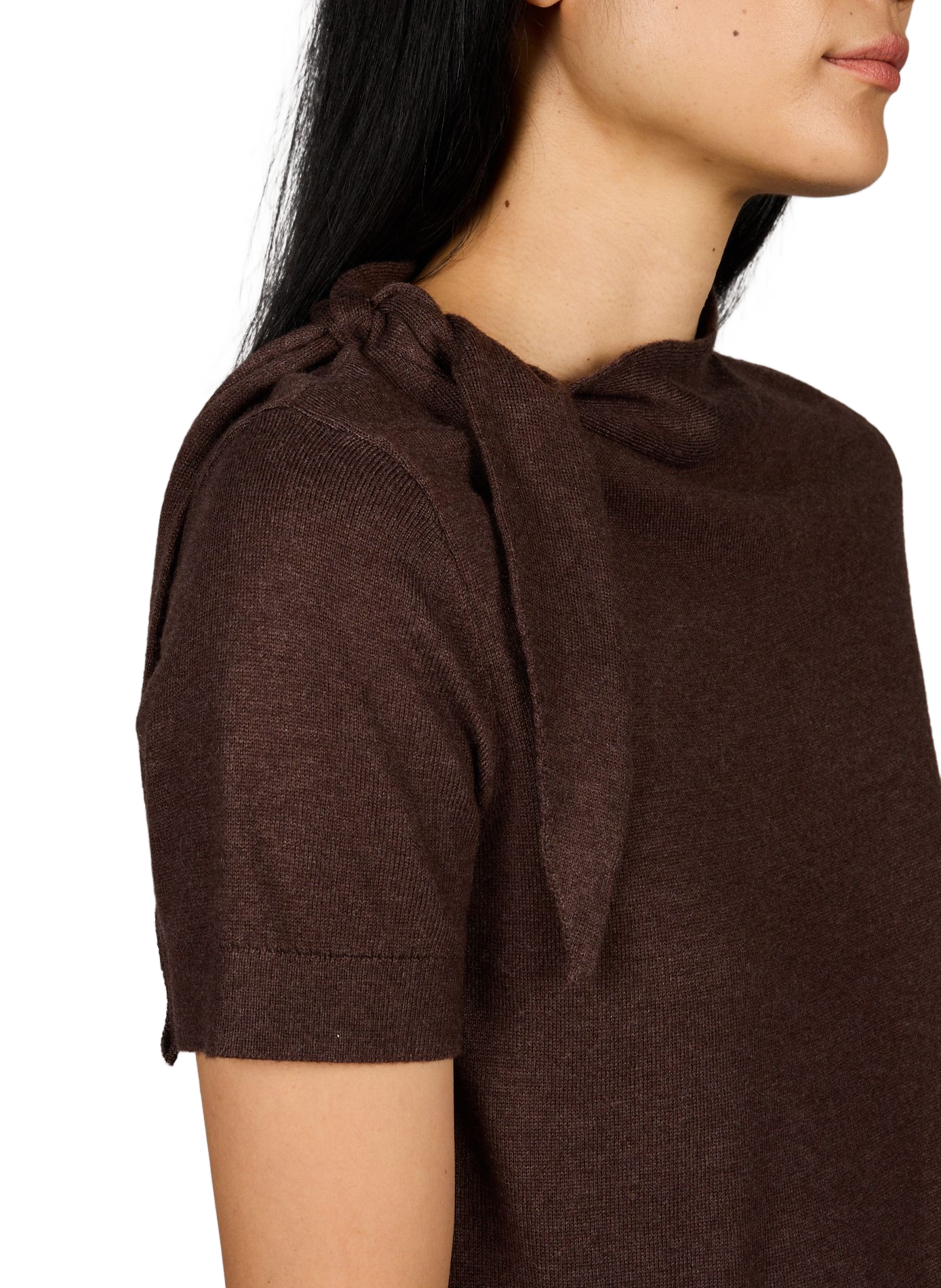 Kurzarm-Pullover mit Knotenkragen ARTLOVE Braun