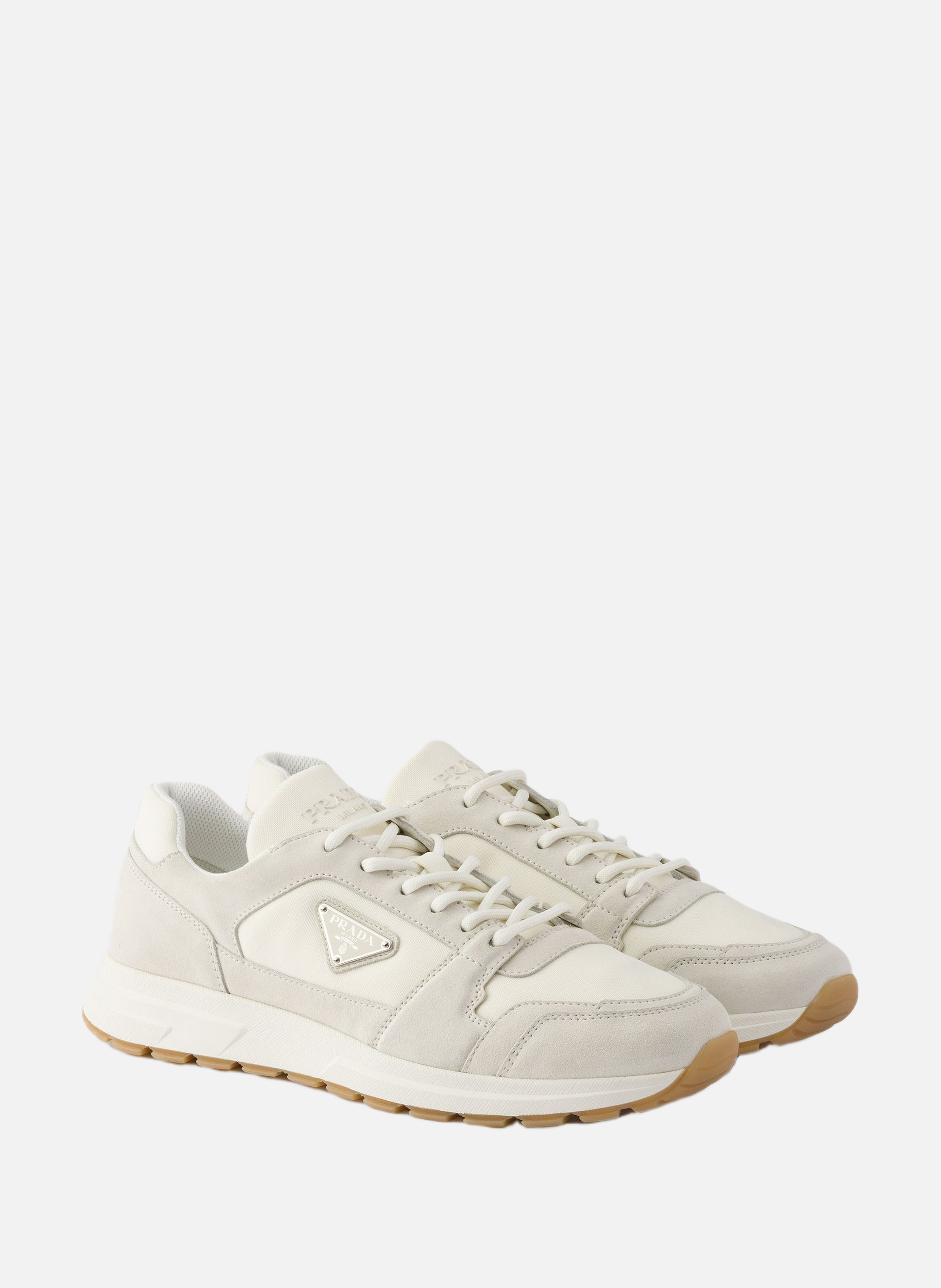 Sneakers prax en daim et re-nylon PRADA Beige