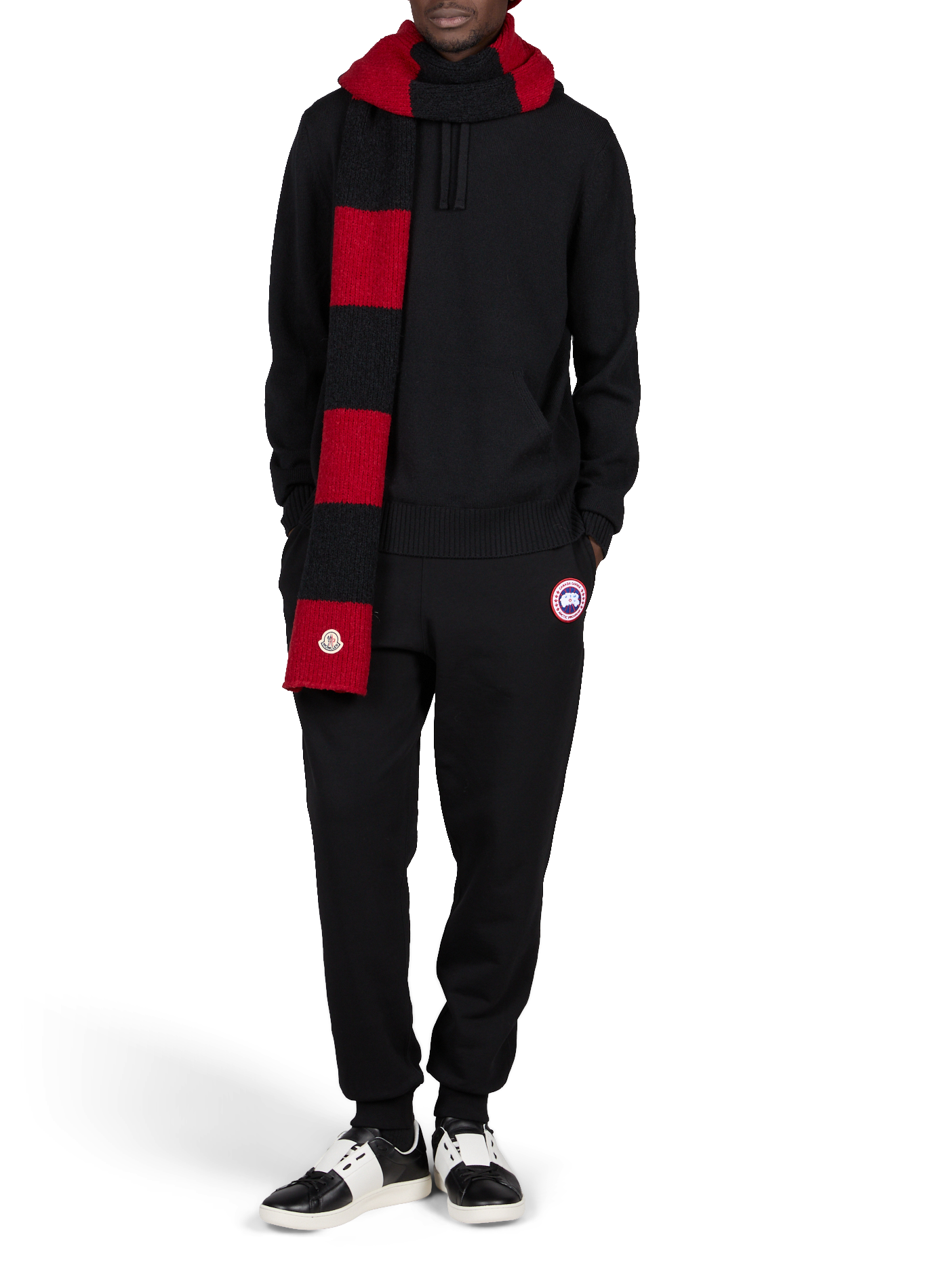 Echarpe à rayures en laine mélangée MONCLER Rouge