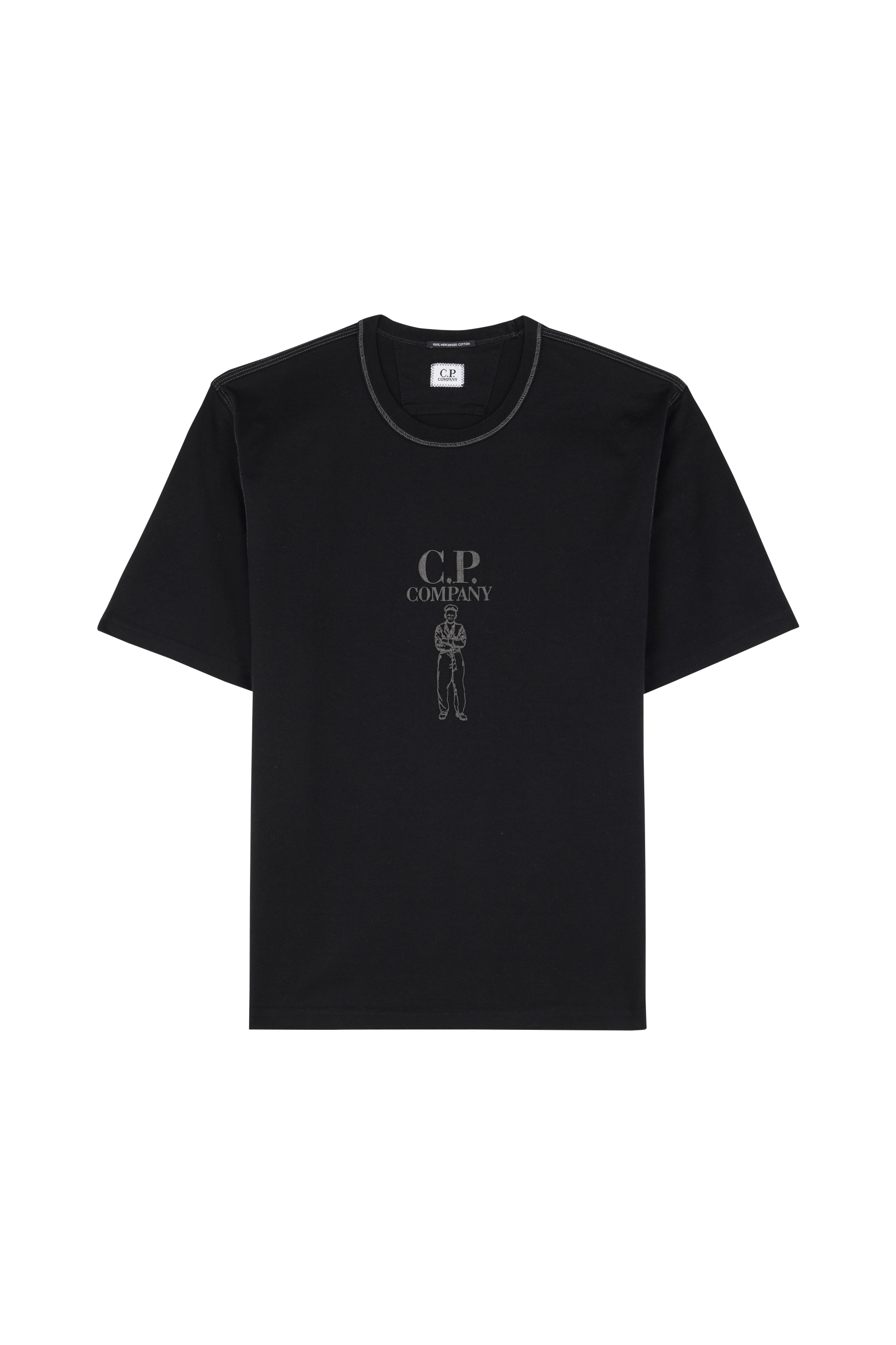T-shirt mercerized jersey 30/2 twisted short sleeve logo t-shirt CP COMPANY Noir