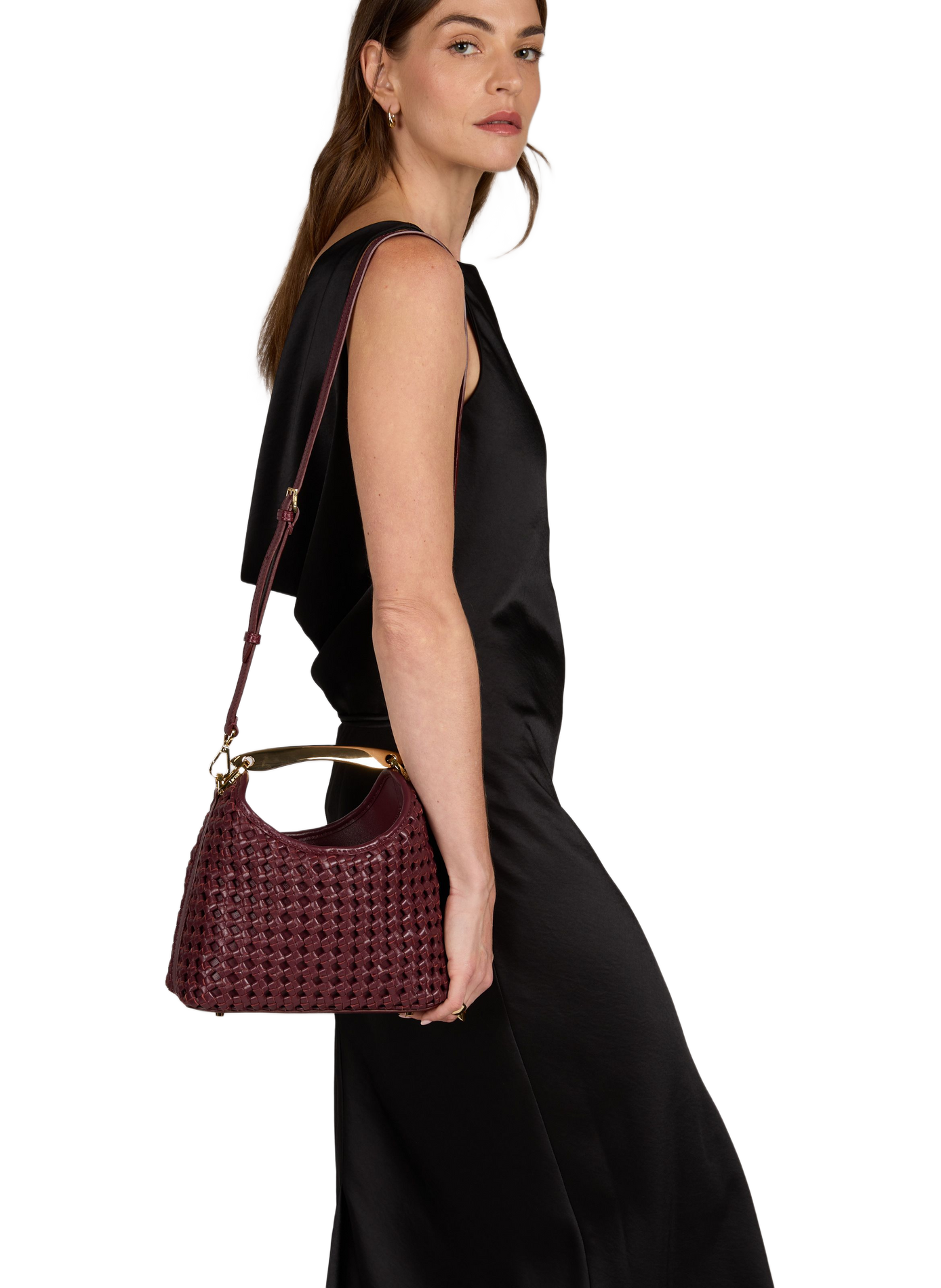 Handtasche Small Boomerang aus geflochtenem Leder ELLEME Rot