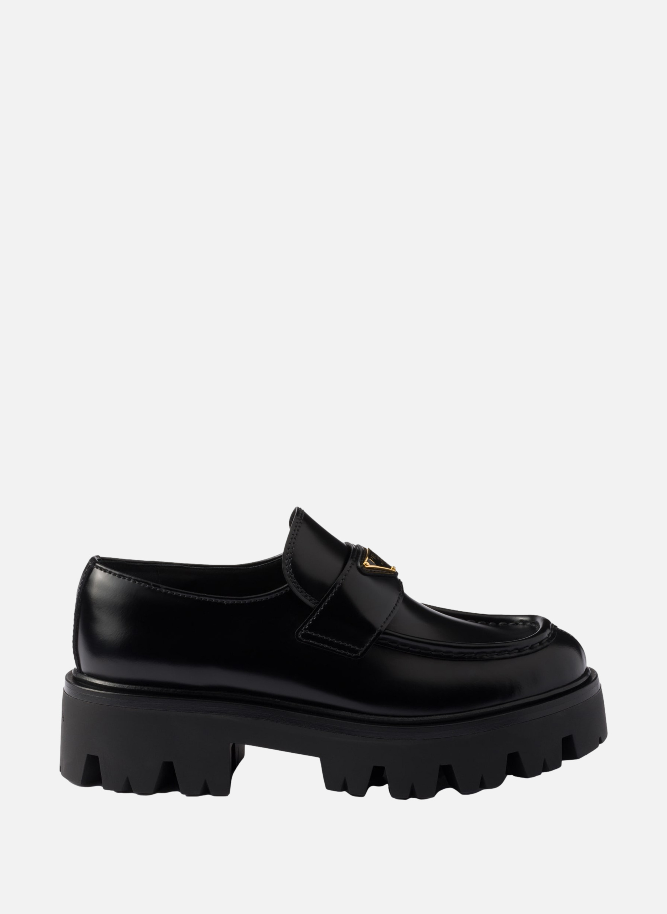 Mocassins stride en cuir brossé PRADA Noir