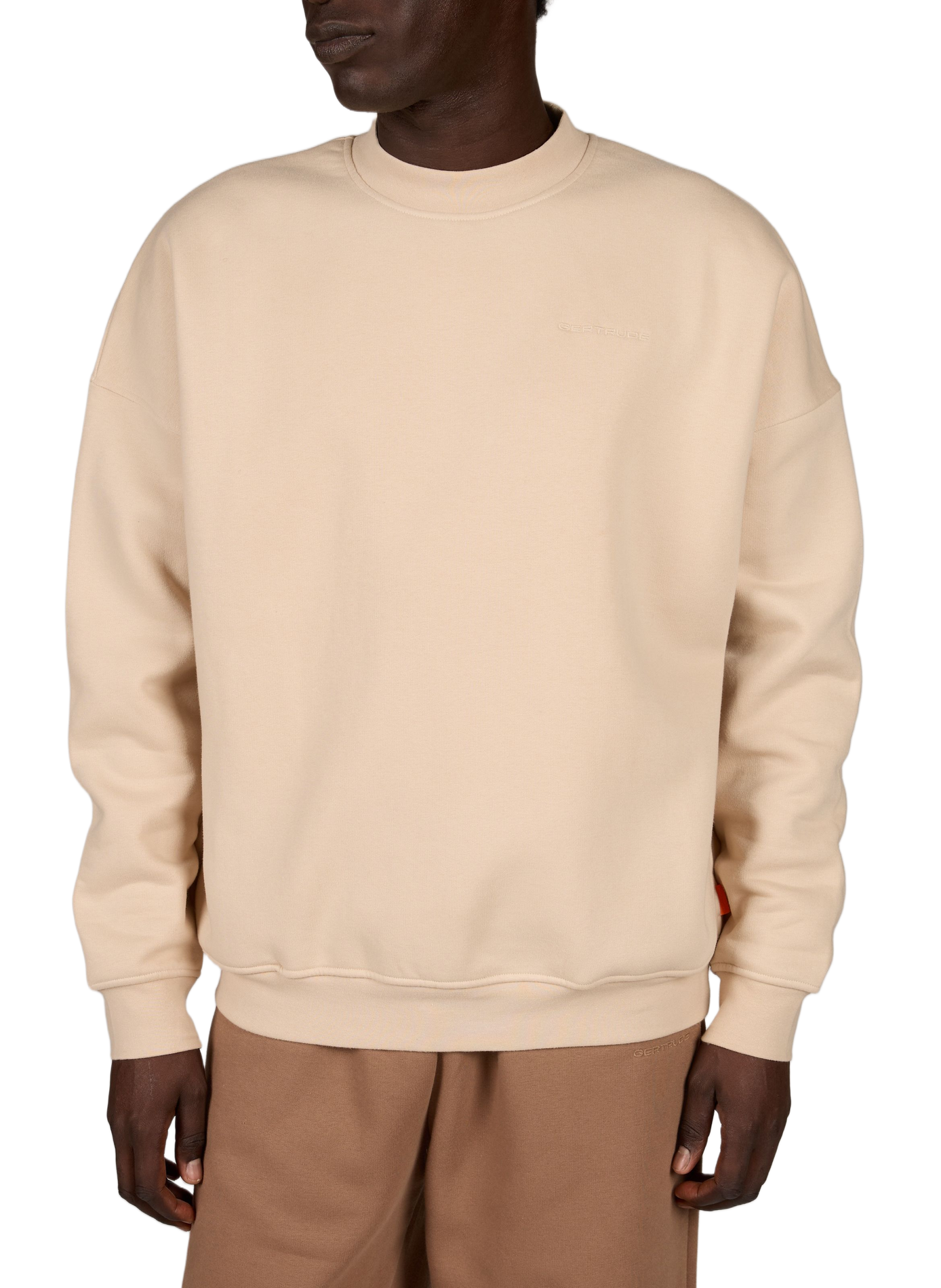 Oversized round neck cotton blend sweater GERTRUDE Beige