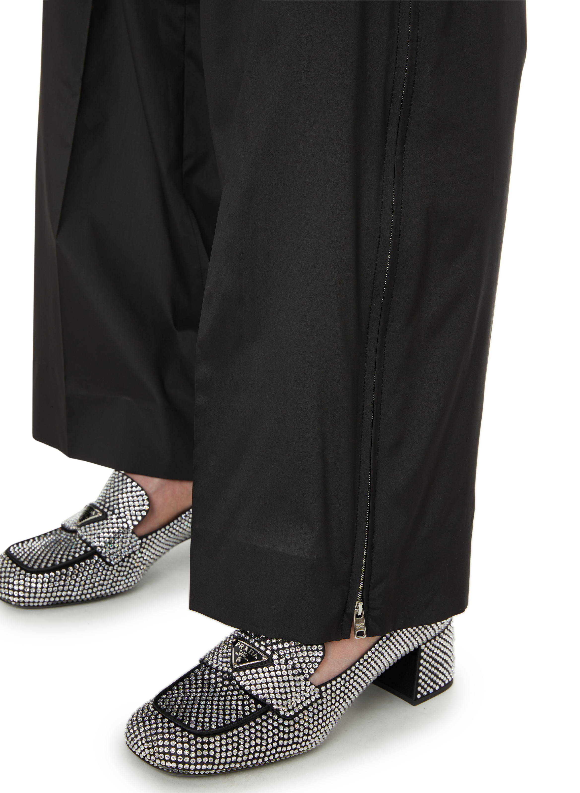Pantalon palazzo en soie PRADA Noir