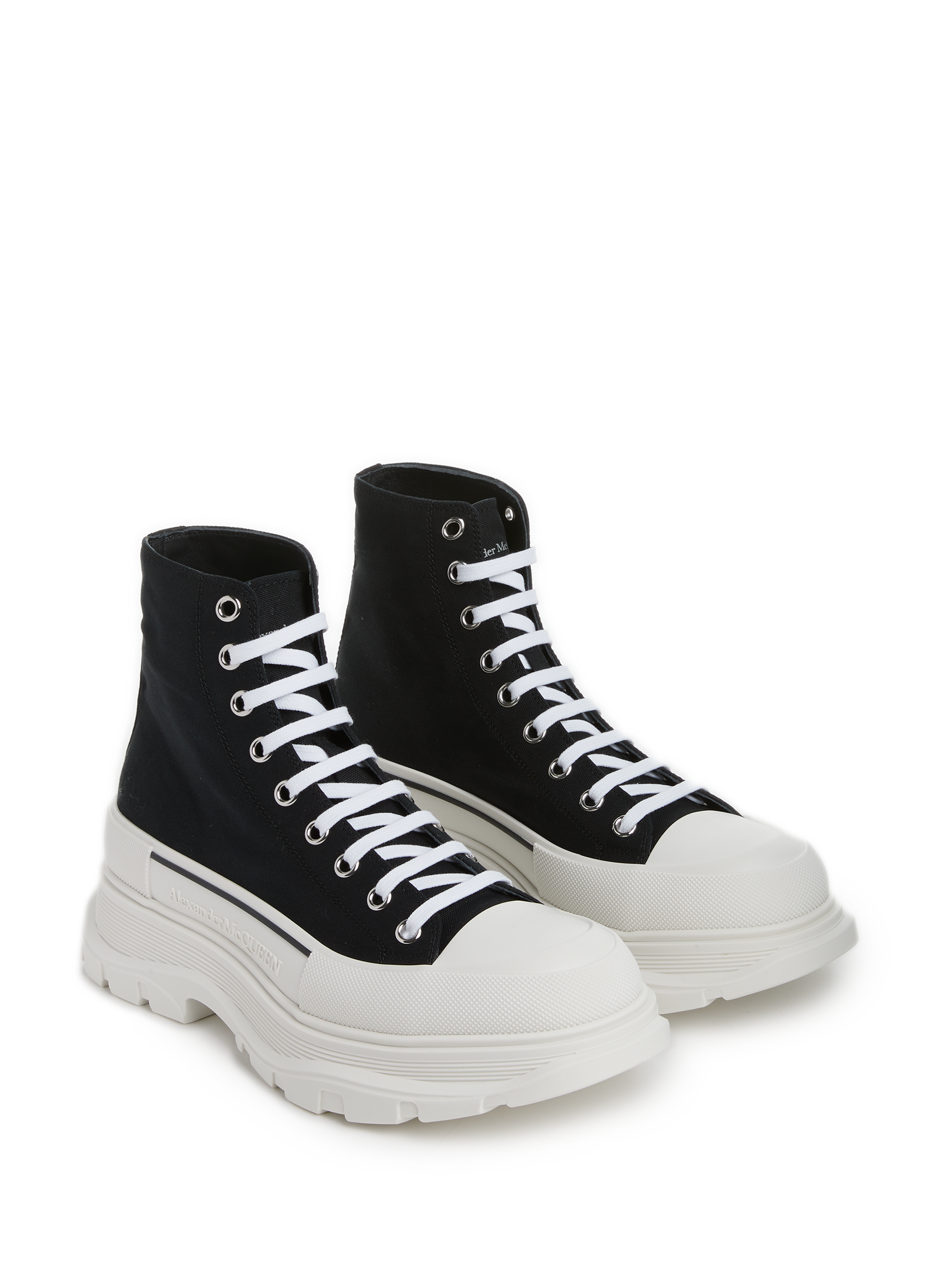 Alexander Mcqueen Tread Slick Lace-up Ankle Boots In Black