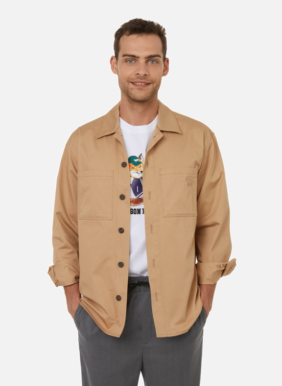 Beige Cotton shirt-style jacket