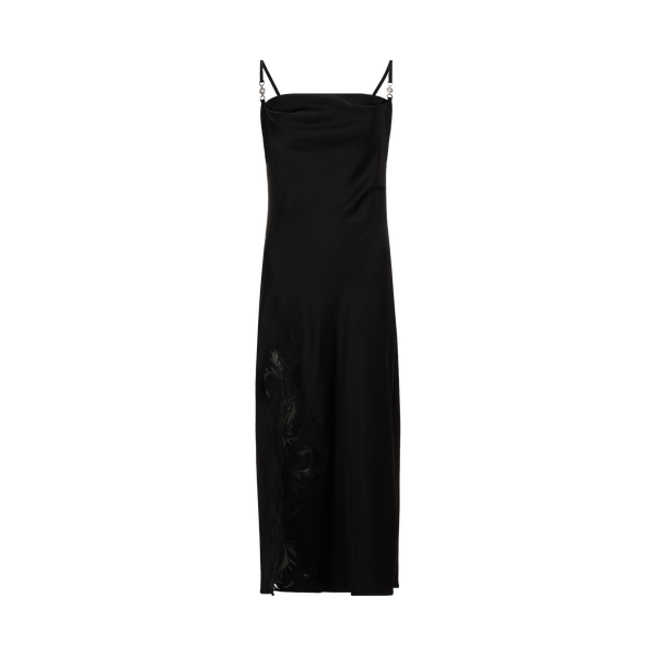 Versace Satin Maxi Dress In Black