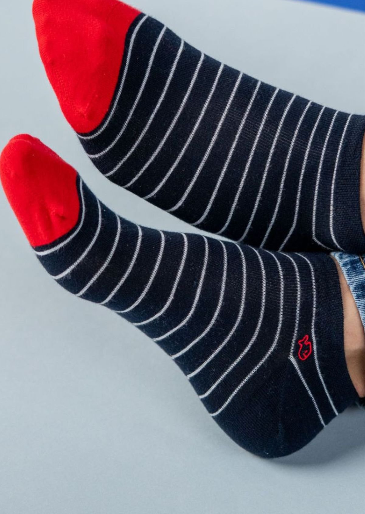 Socquettes en coton peigné à rayures fines BILLYBELT Bleu