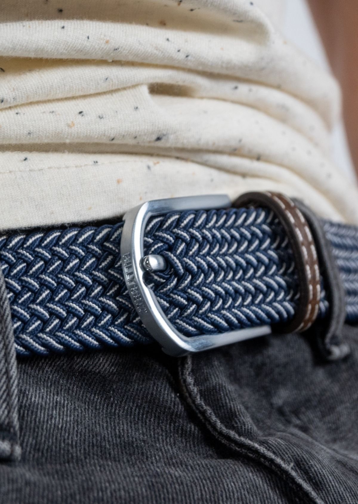 Ceinture tressée élastique multicolore BILLYBELT Bleu