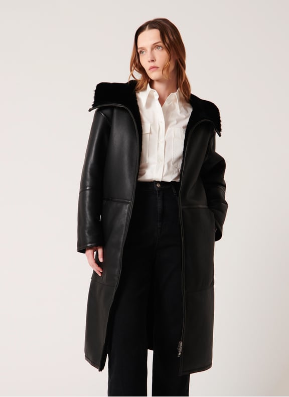 Manteau marine droit - mirene Noir by ZAPA ZAPA Manteau marine droit - mirene Noir