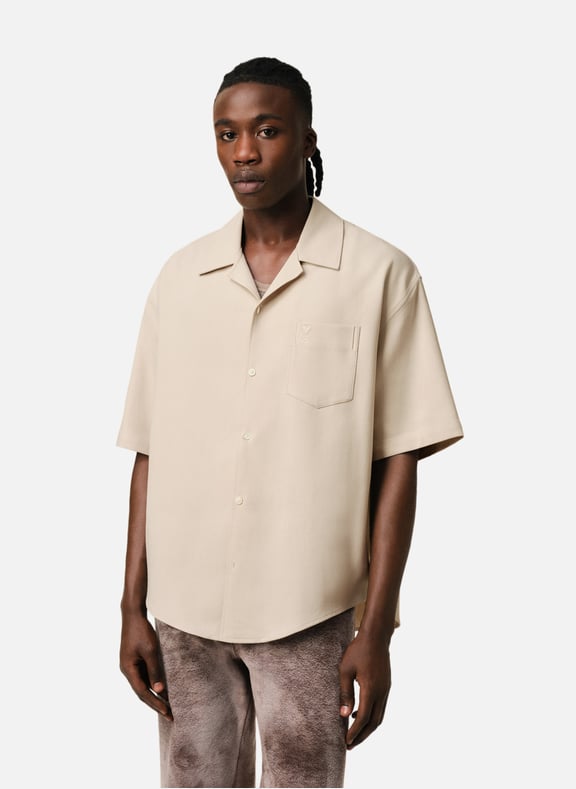 Chemise manches courtes col requin Beige by AMI PARIS AMI PARIS Chemise manches courtes col requin Beige