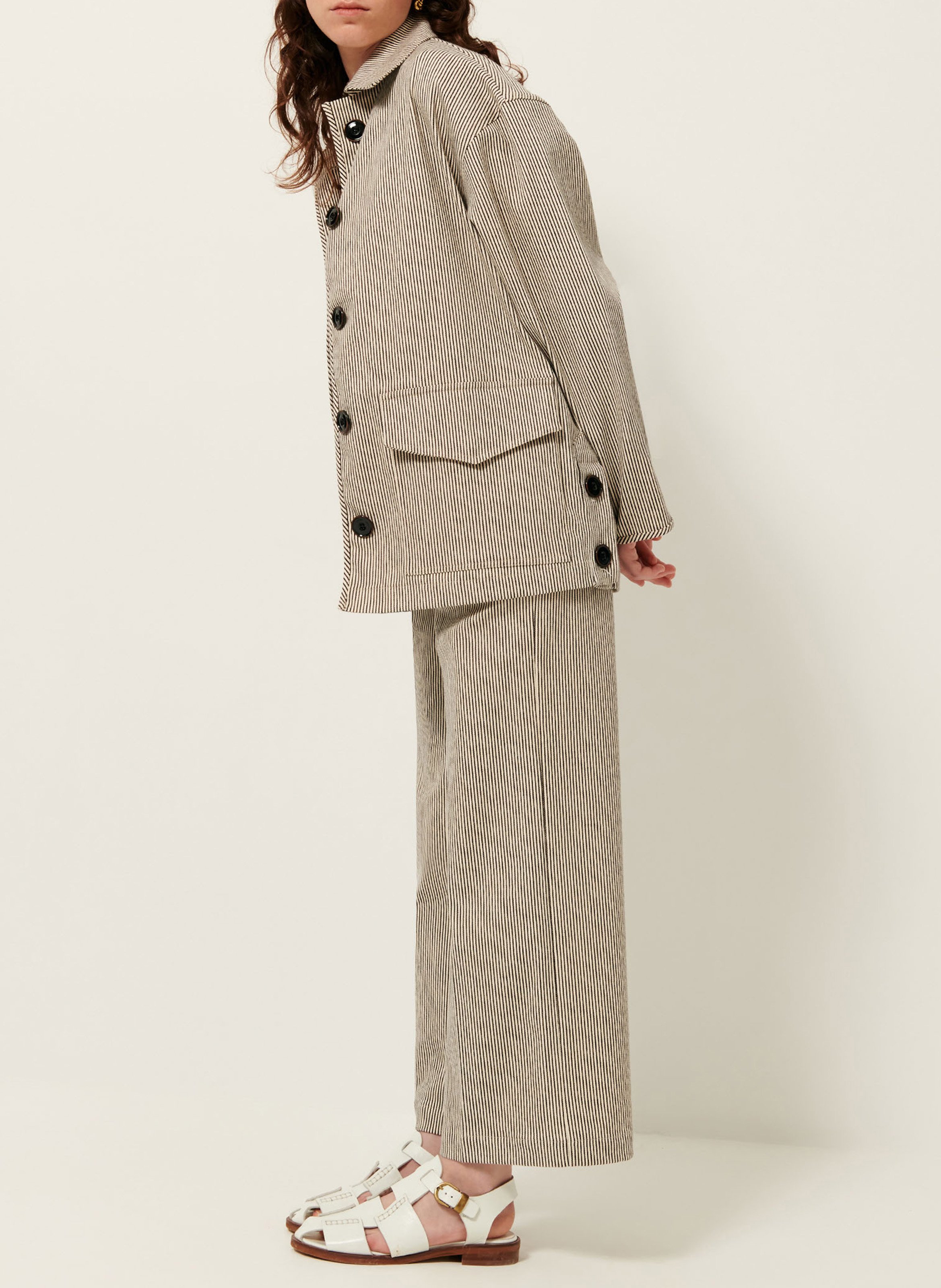 Pantalon droit en coton rayé albello SESSUN Noir