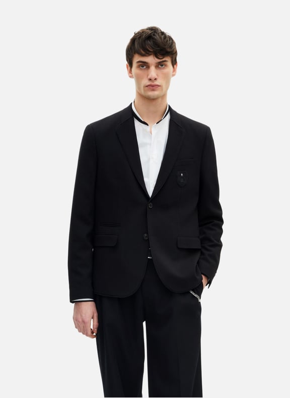 Veste droite en laine piquée Noir by THE KOOPLES THE KOOPLES Veste droite en laine piquée Noir