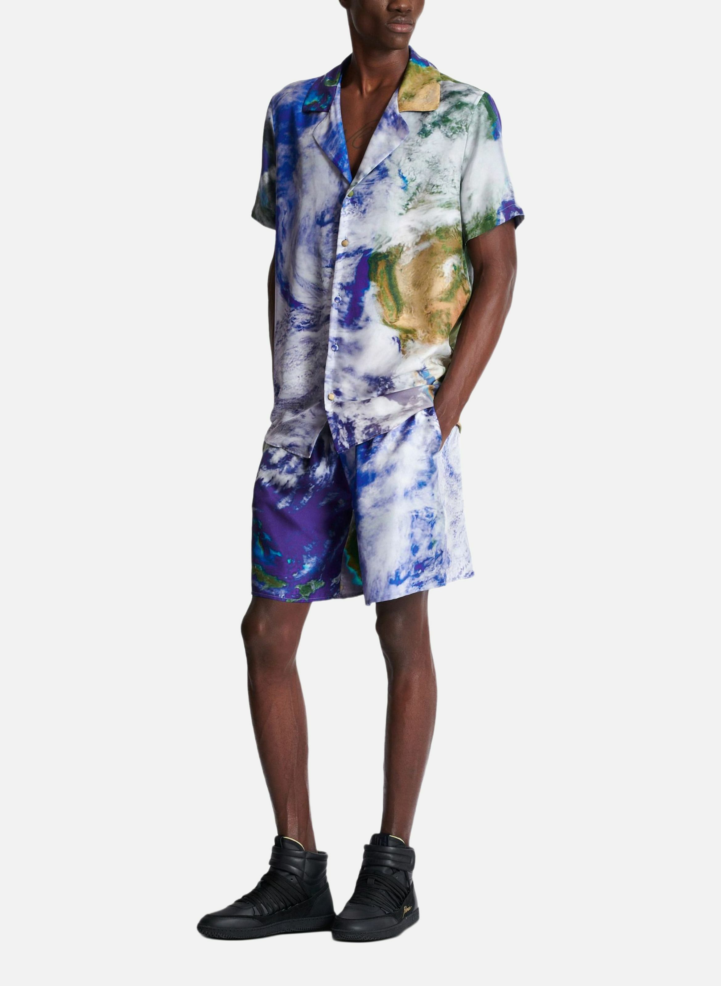 Chemise pyjama imprimée motif earth BALMAIN Multicolore