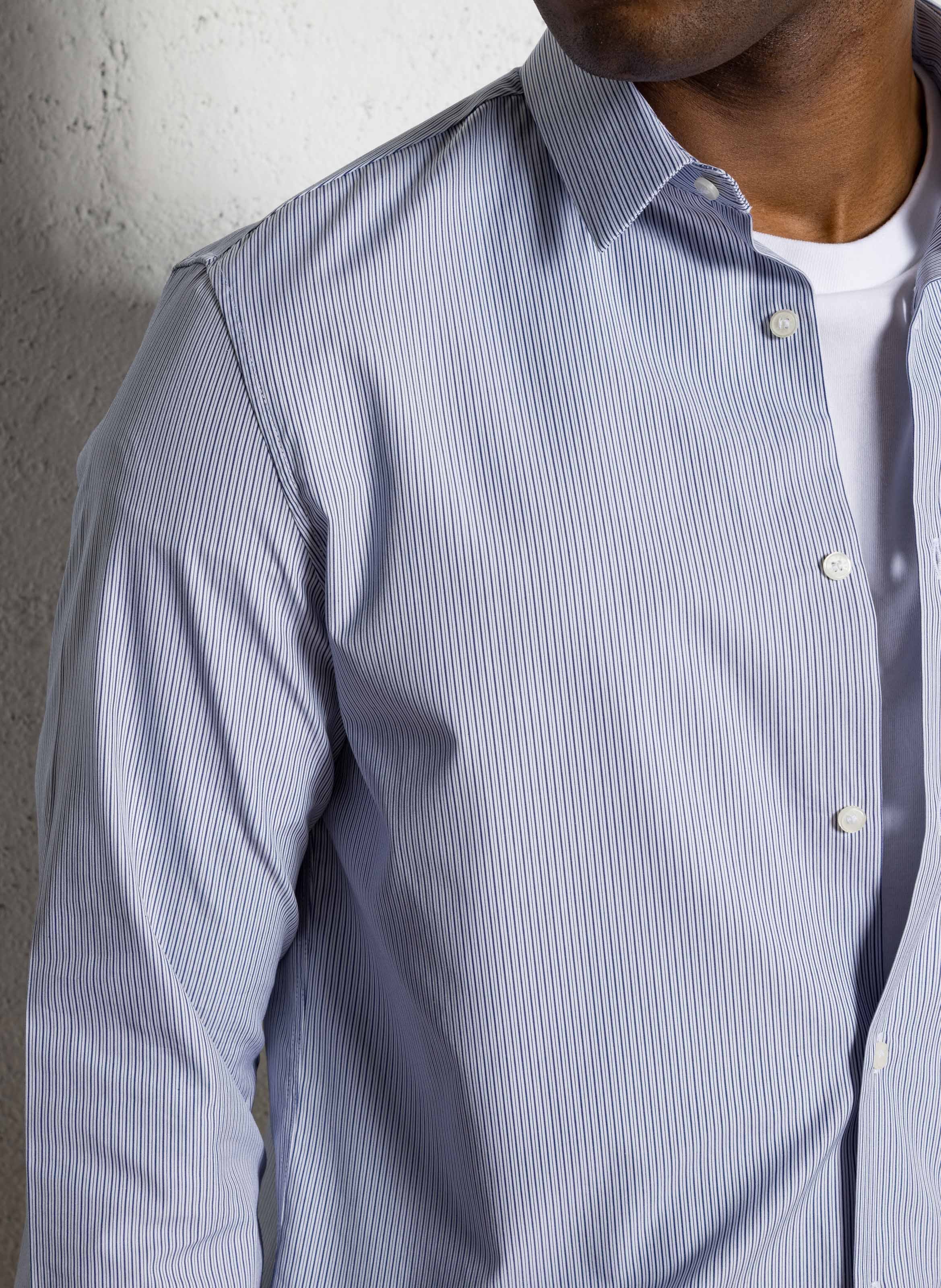 Chemise col classique rayée en coton IKKS Bleu