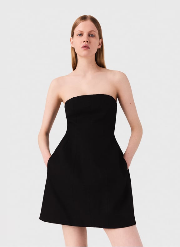 Robe bustier courte en lin mélangé Noir by MAJE MAJE Robe bustier courte en lin mélangé Noir