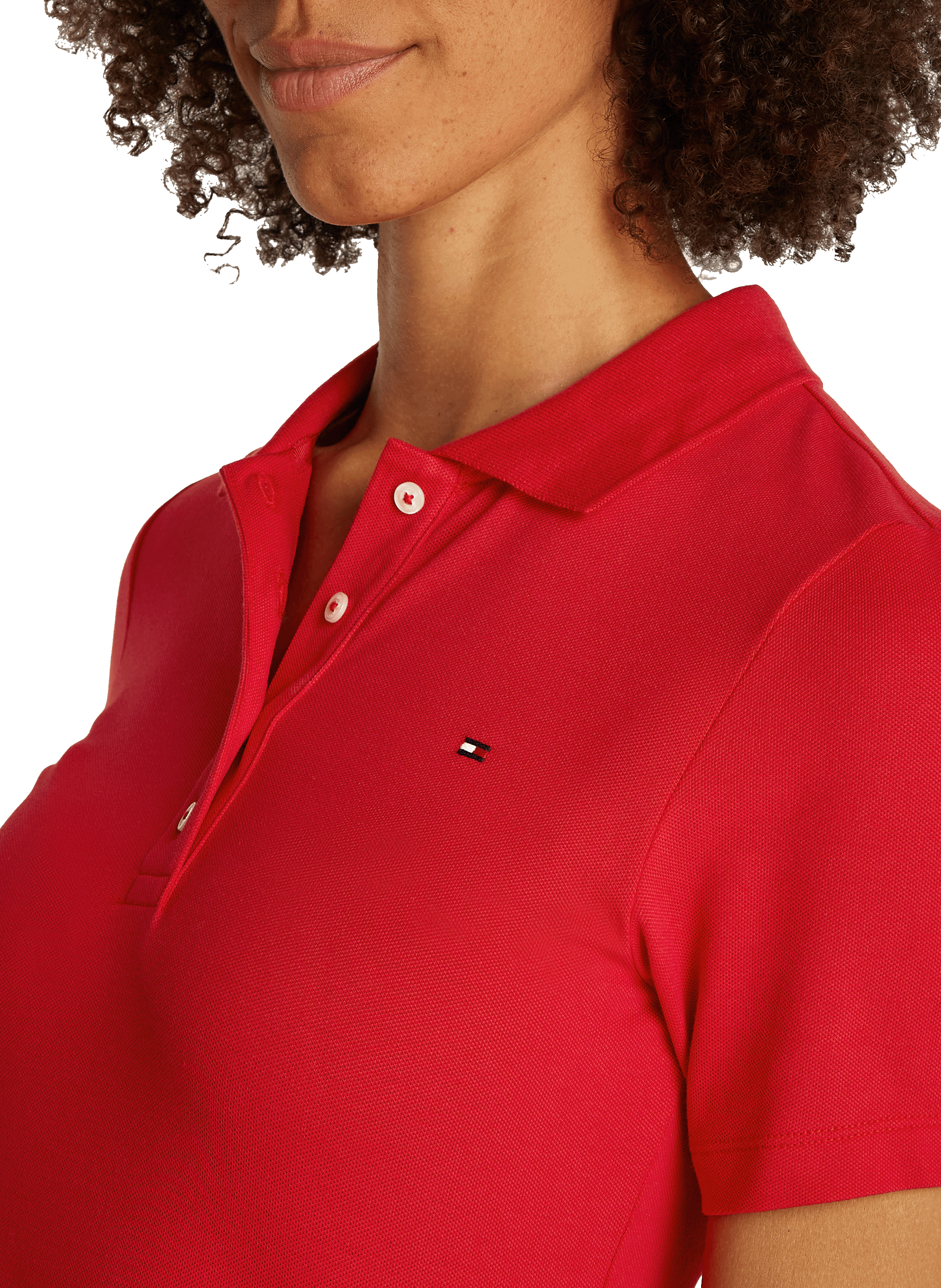 Polo cintré en coton  TOMMY HILFIGER Rouge